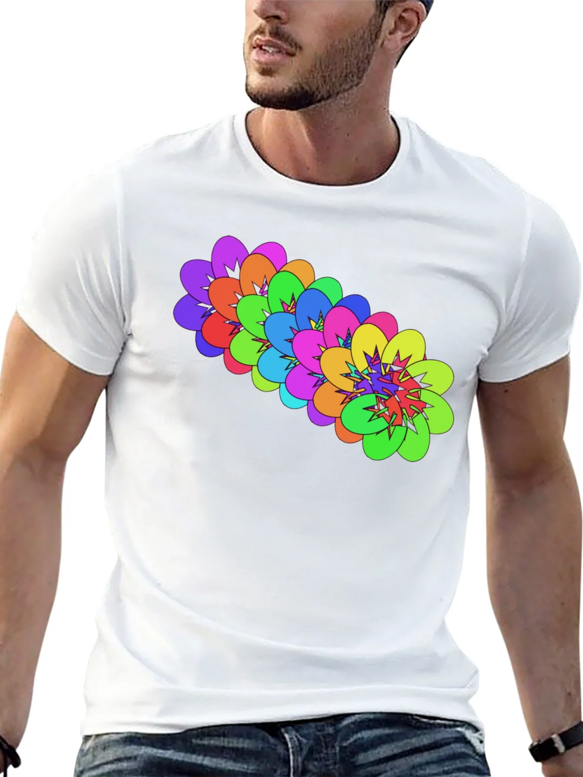 Colorful Floral Graphic Black T-Shirt product image 4