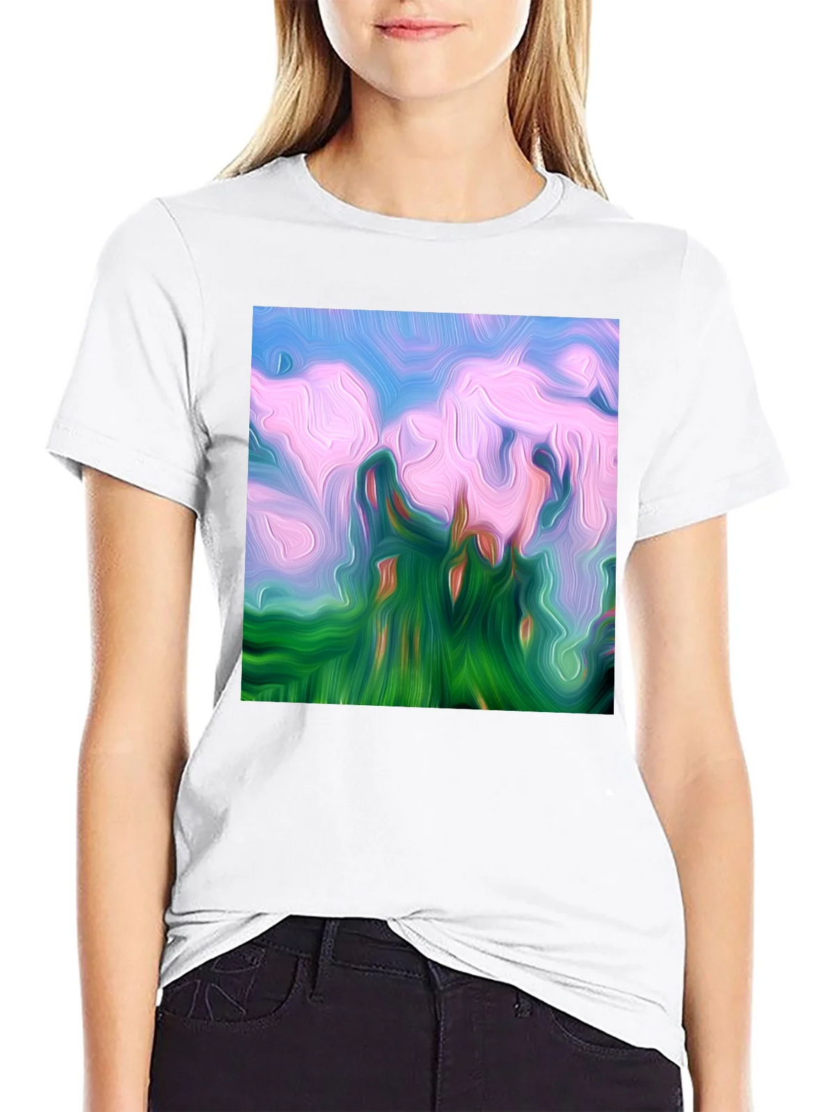 Abstract Landscape Graphic Tee - Artistic Black T-Shirt product image 11
