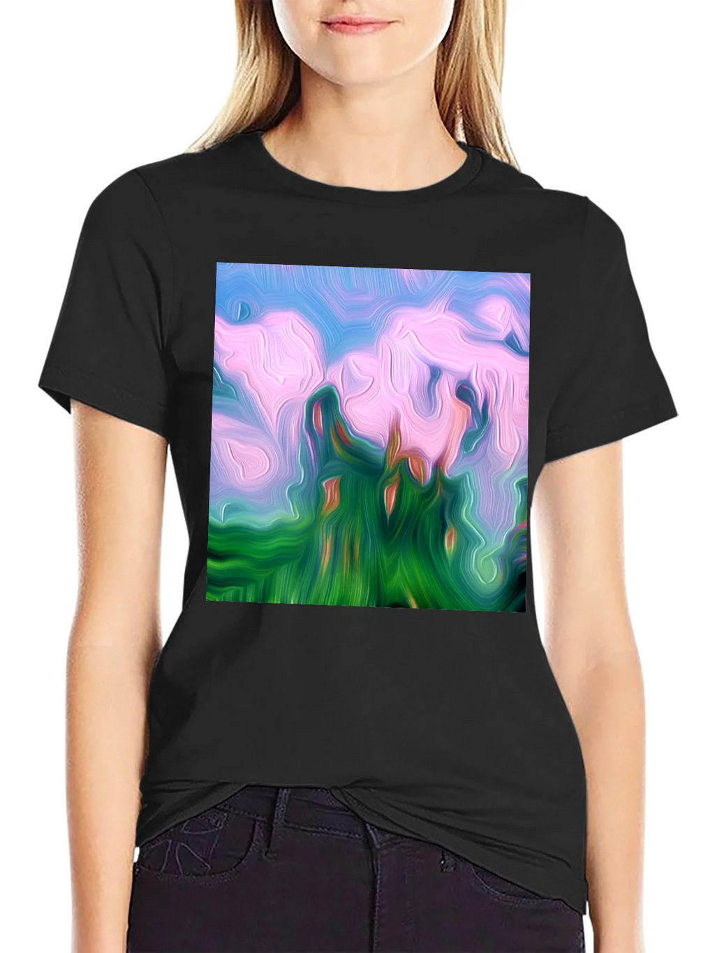 Abstract Landscape Graphic Tee - Artistic Black T-Shirt product image 5