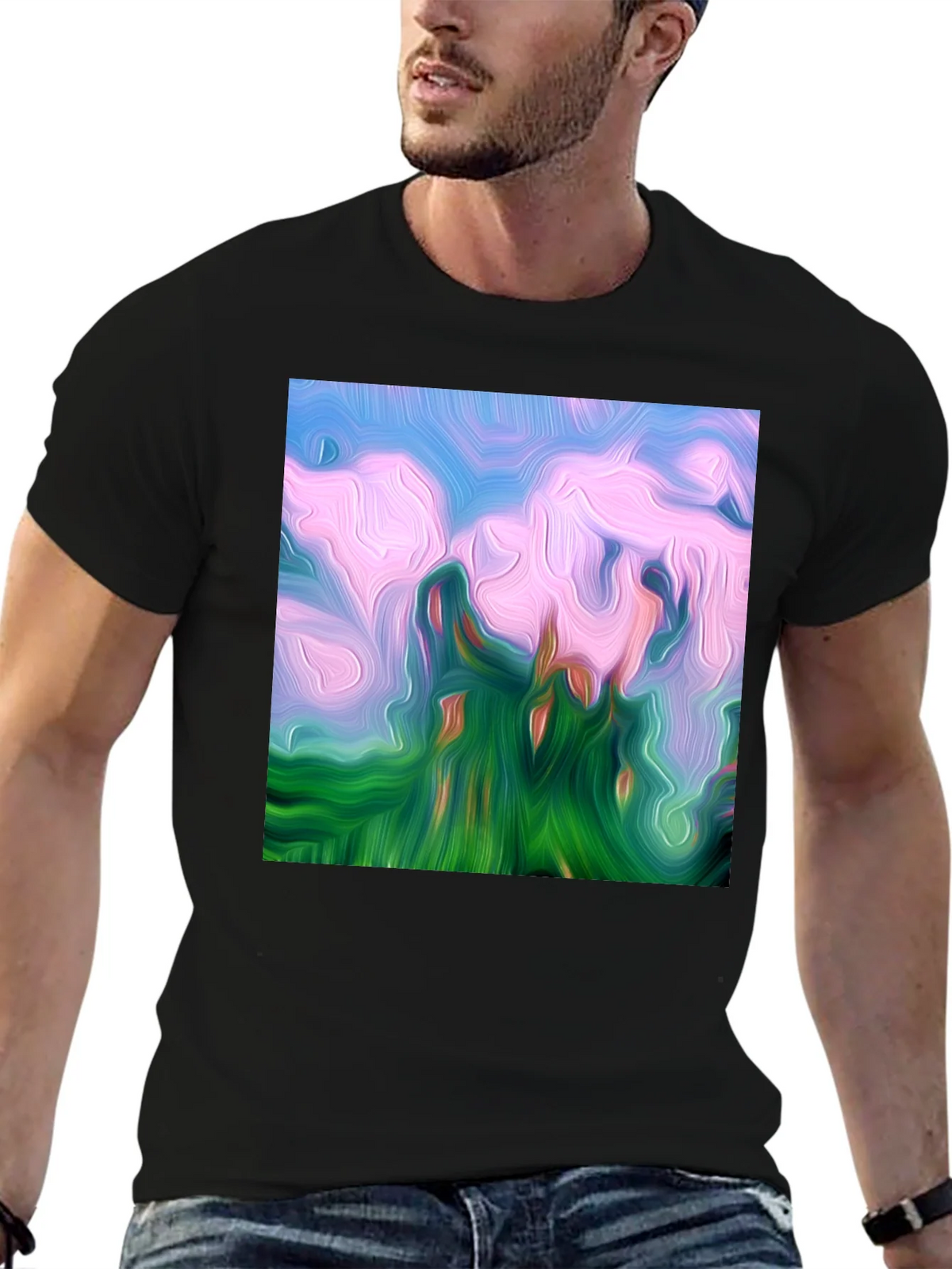 Abstract Landscape Graphic Tee - Artistic Black T-Shirt product image 9