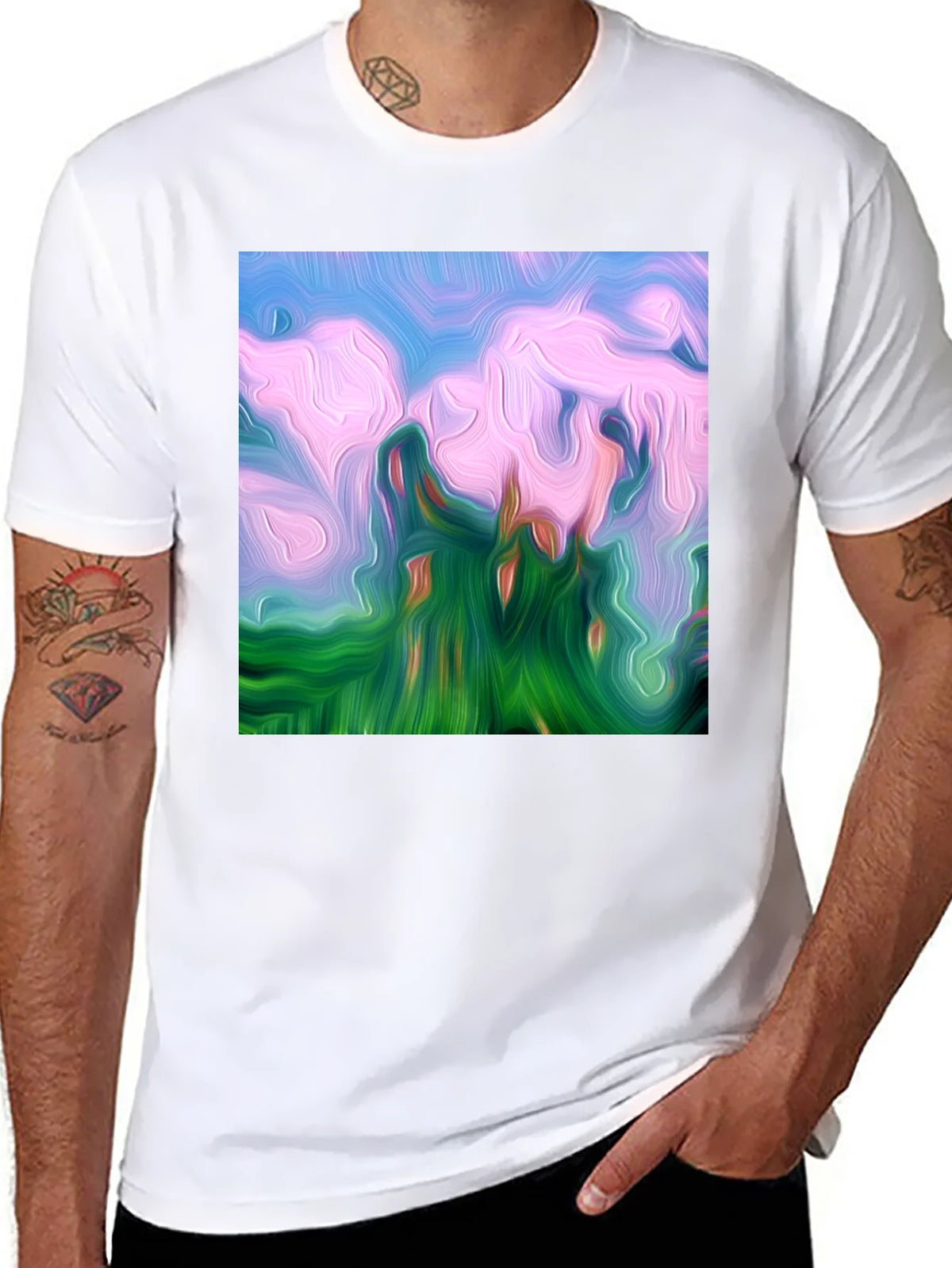Abstract Landscape Graphic Tee - Artistic Black T-Shirt product image 10