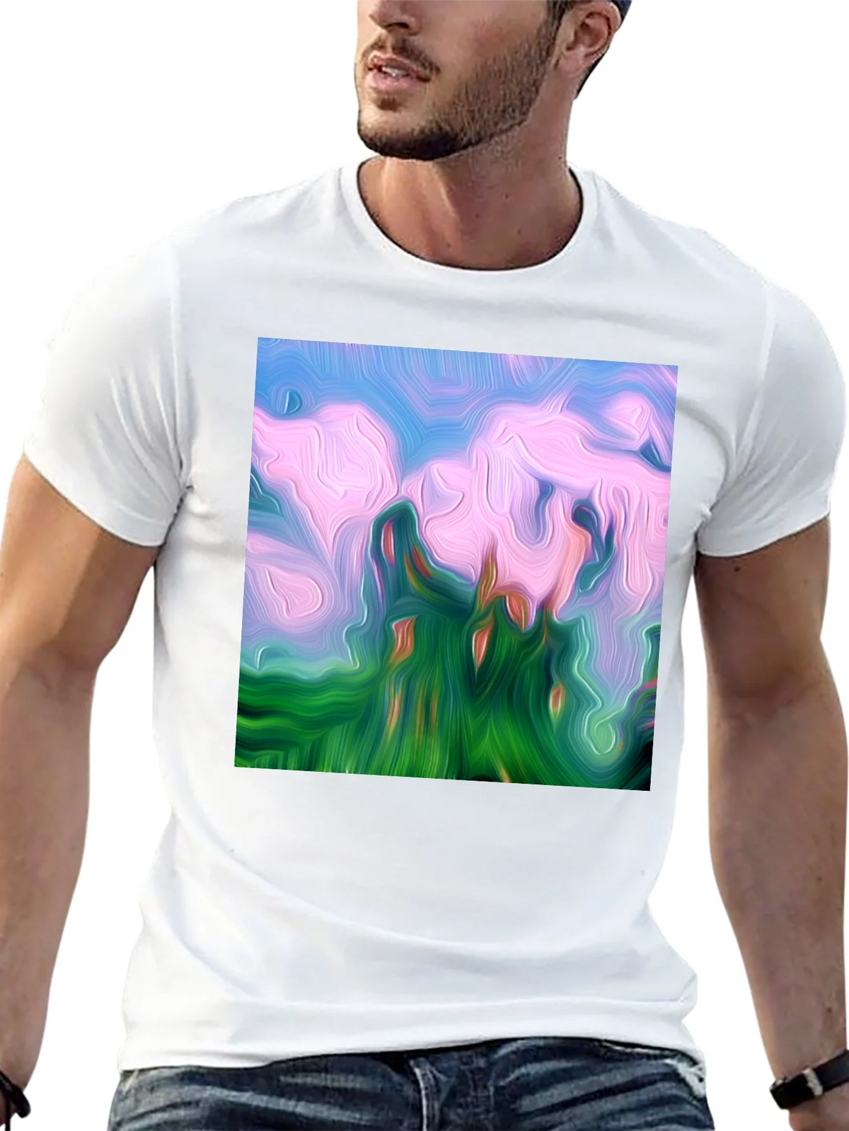 Abstract Landscape Graphic Tee - Artistic Black T-Shirt product image 4