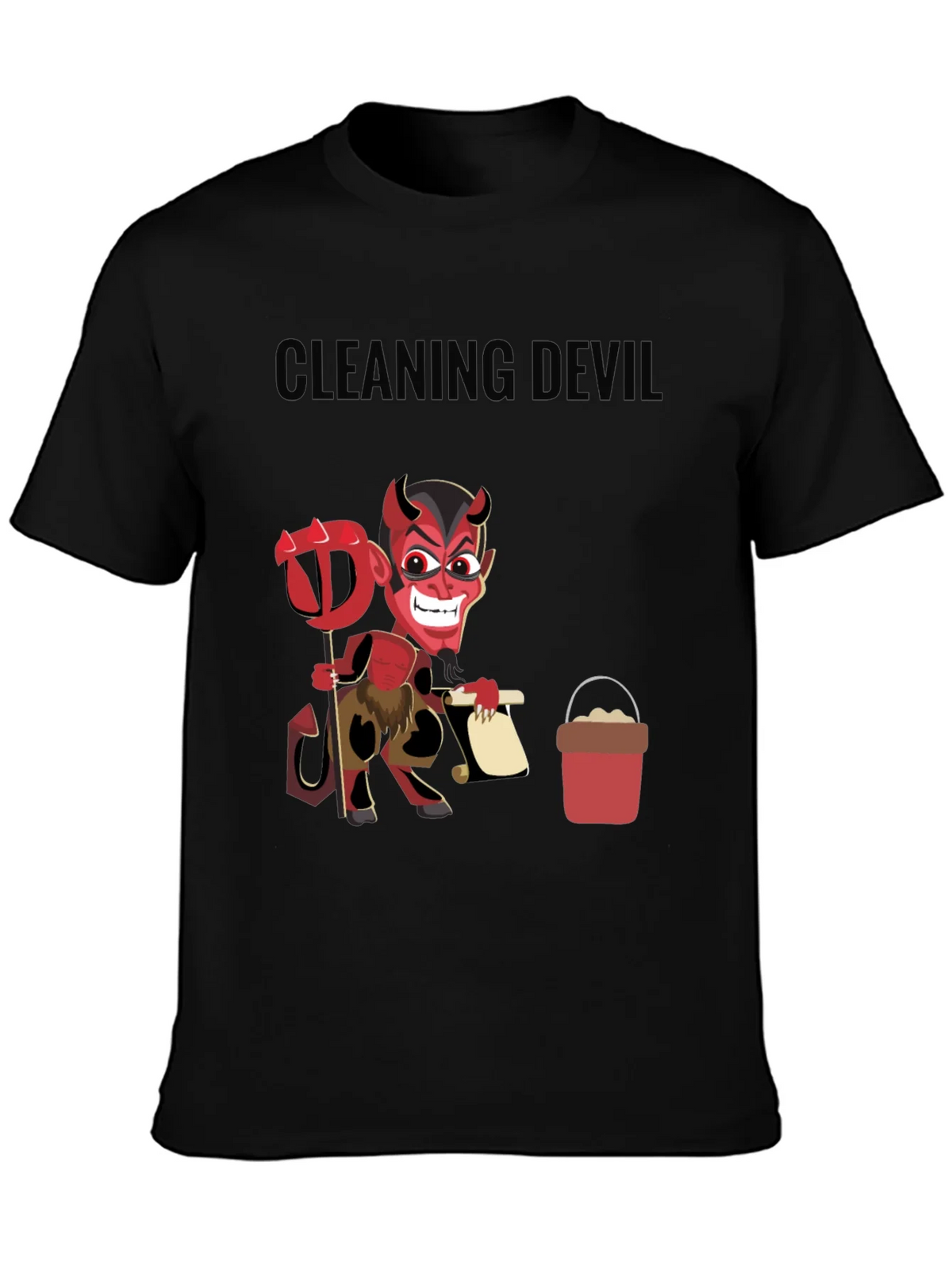 Cleaning Devil T-Shirt - Funny Cartoon Graphic Tee product image 6