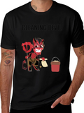 Cleaning Devil T-Shirt - Funny Cartoon Graphic Tee product image 1