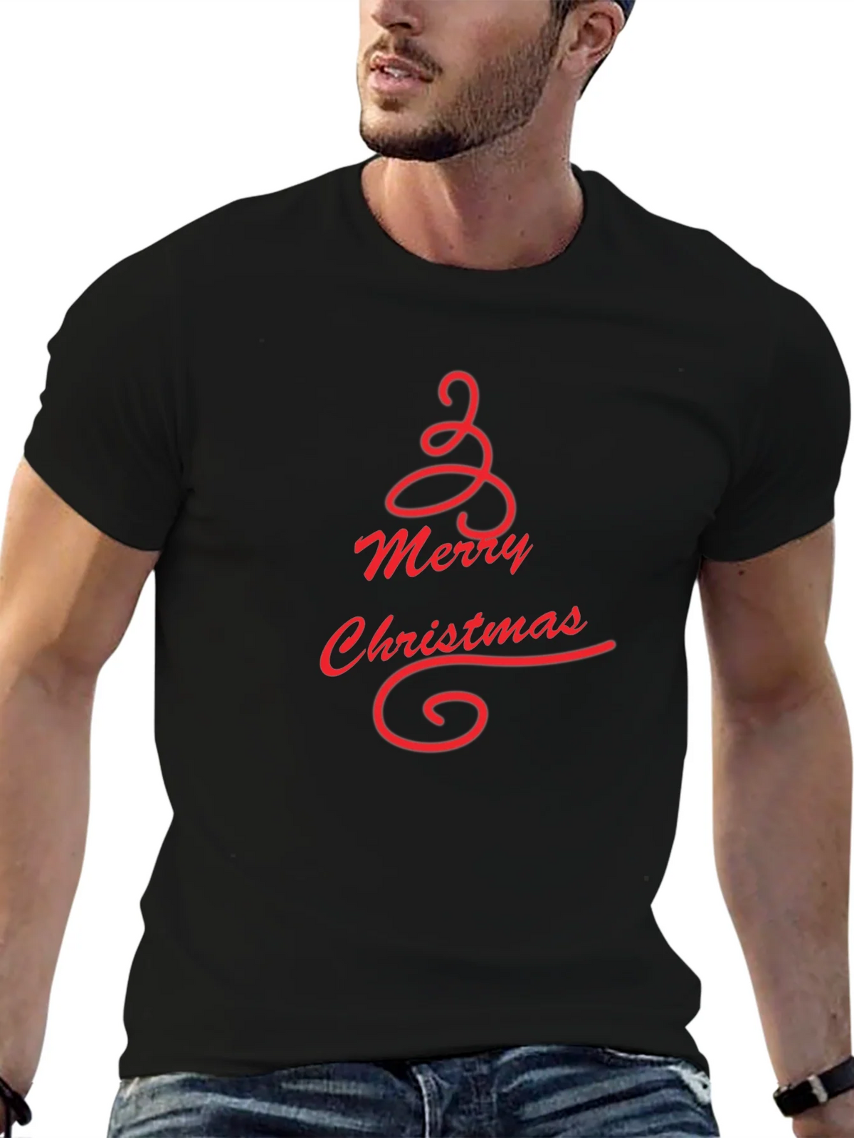 Merry Christmas Tree Graphic Tee - Black product image 9