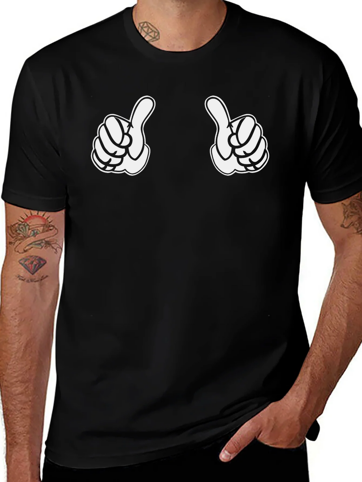Thumbs Up Graphic Print Black T-Shirt product image 1