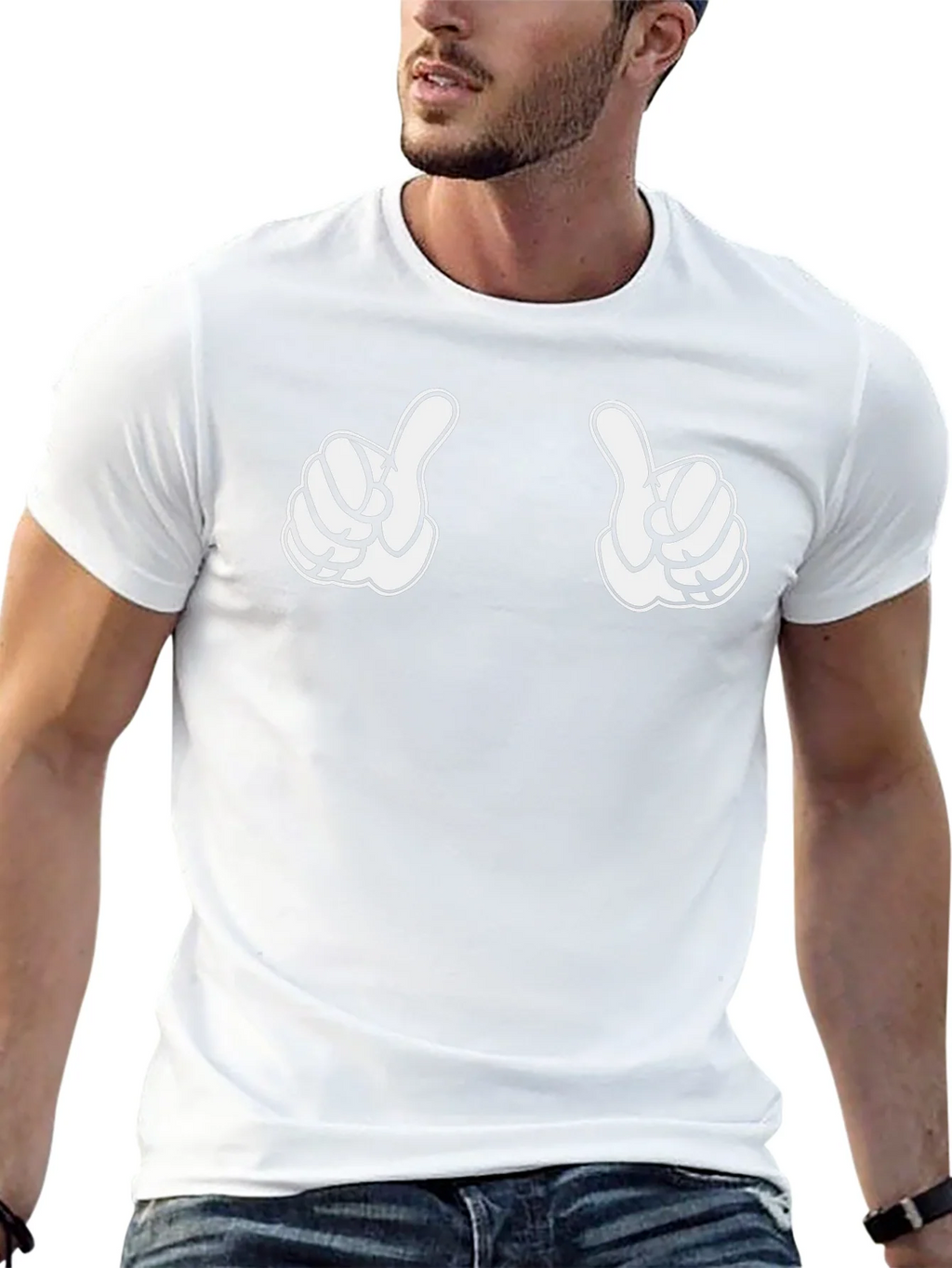 Thumbs Up Graphic Print Black T-Shirt product image 4