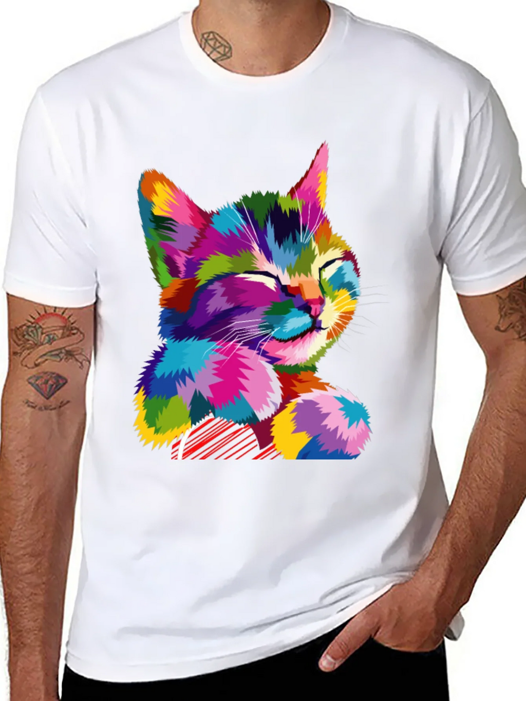 Colorful Cat Graphic T-Shirt - Stylish Mens Tee product image 10