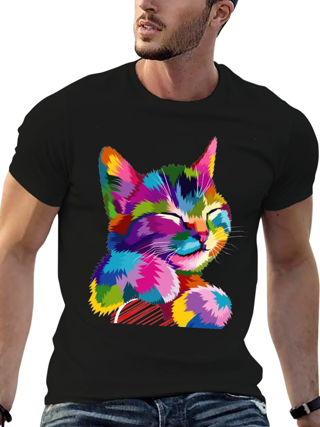 Colorful Cat Graphic T-Shirt - Stylish Mens Tee product image 9