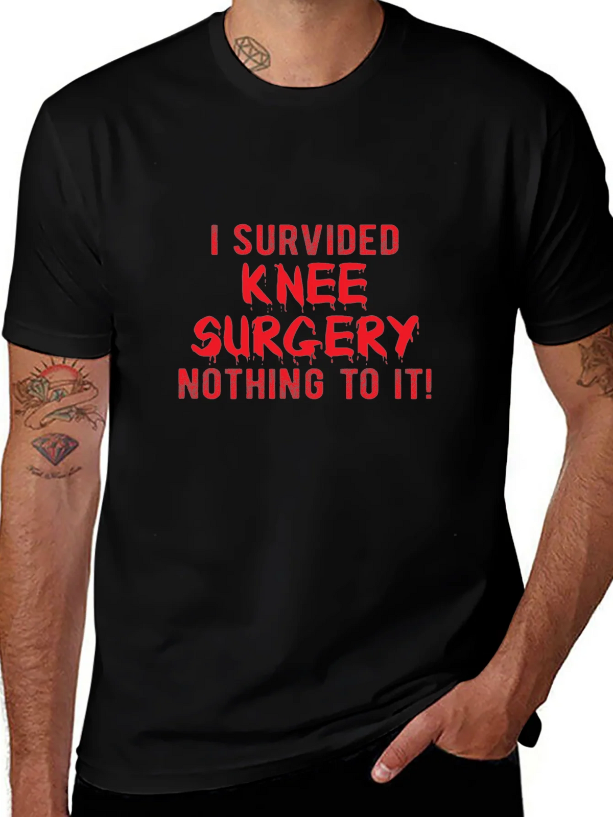 Knee Surgery Survivor Black T-Shirt product image 1