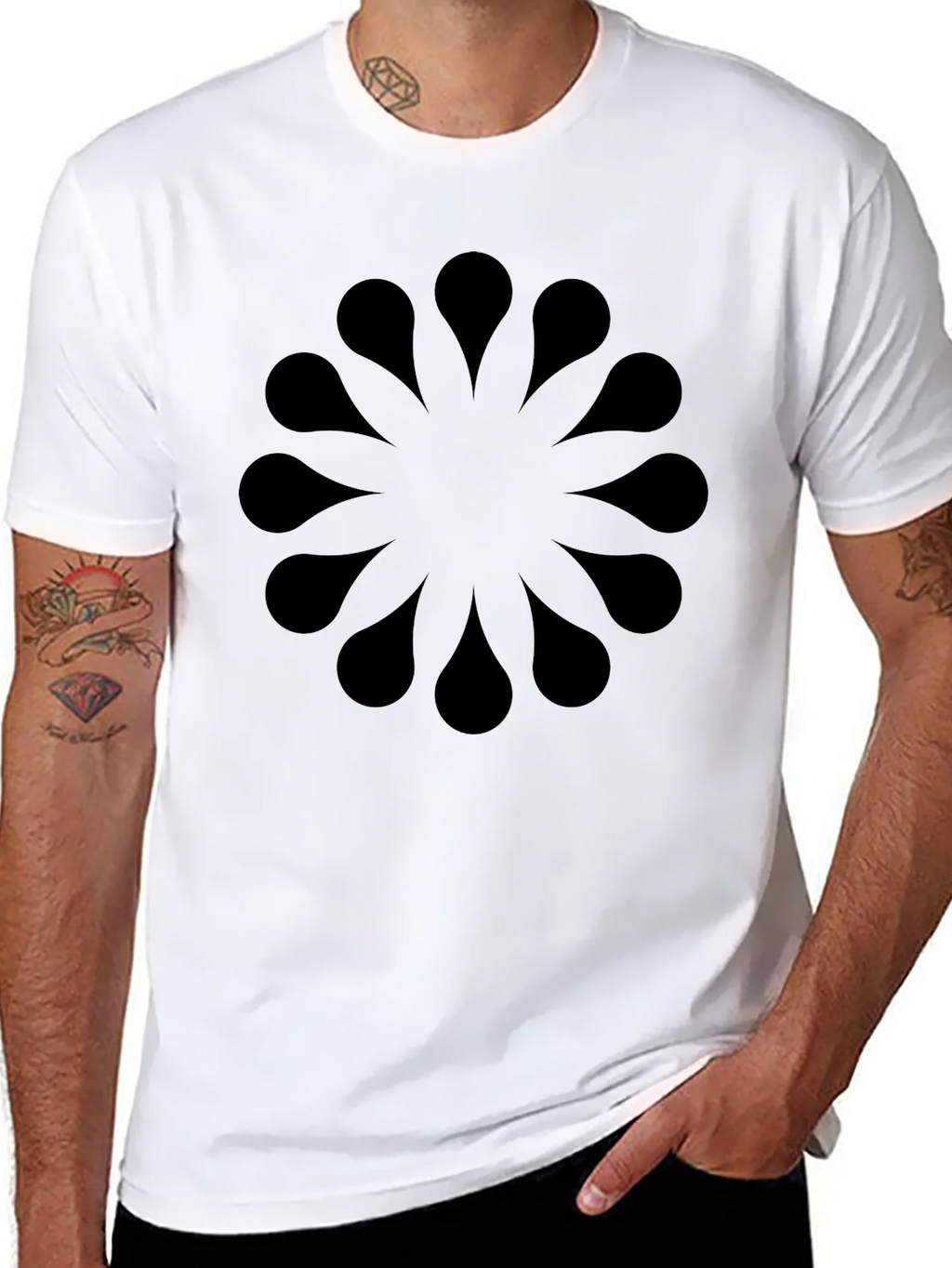 Abstract Floral Pattern Black T-Shirt product image 10