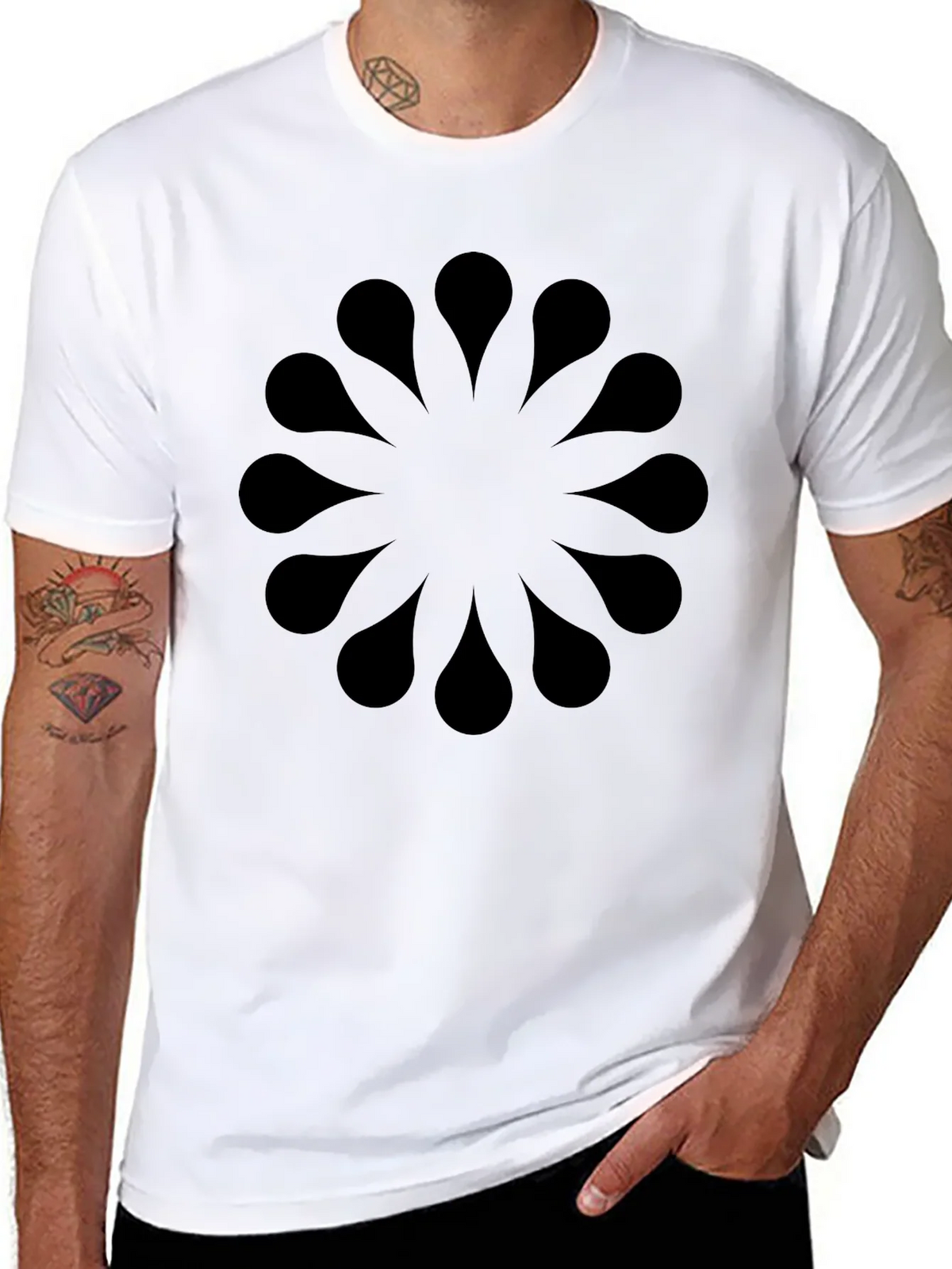 Abstract Floral Pattern Black T-Shirt product image 10