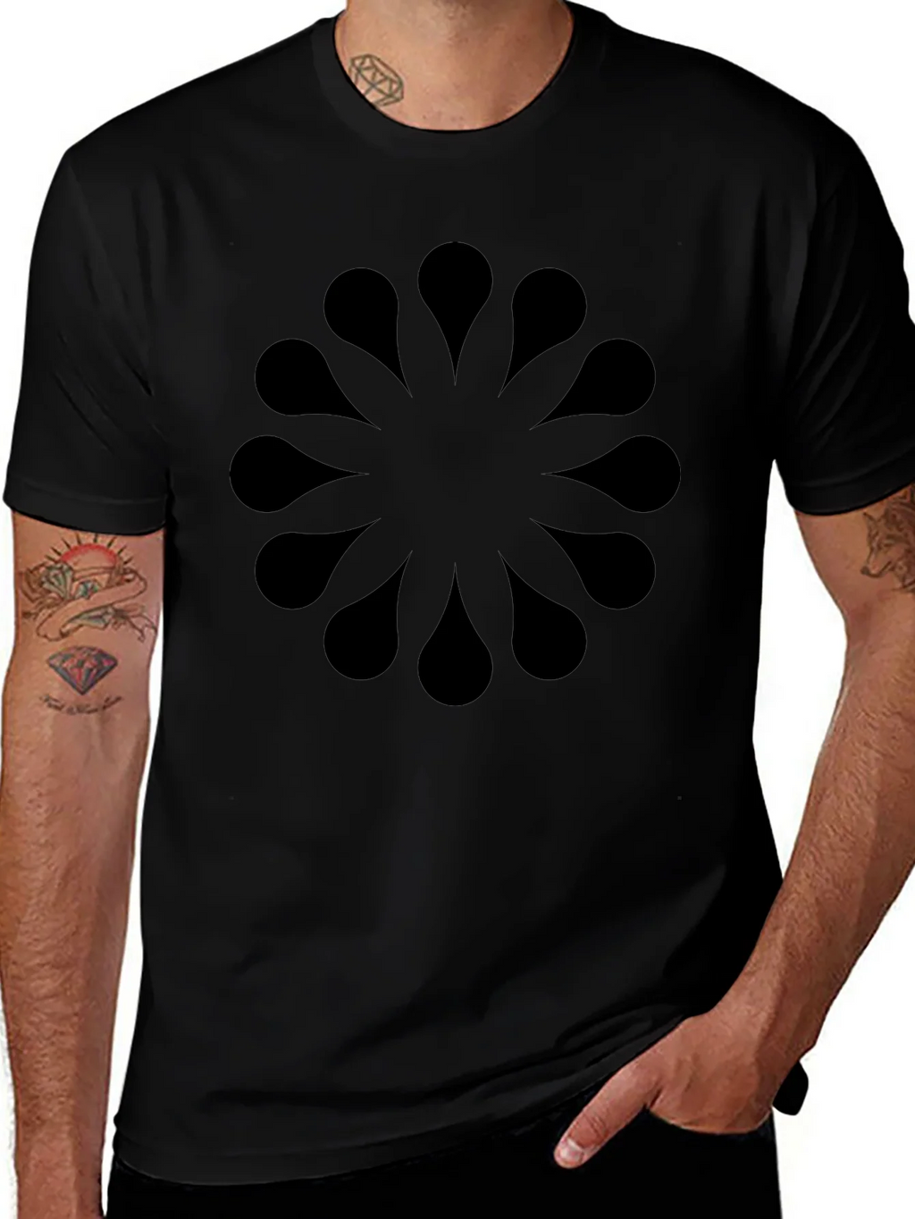 Abstract Floral Pattern Black T-Shirt product image 1