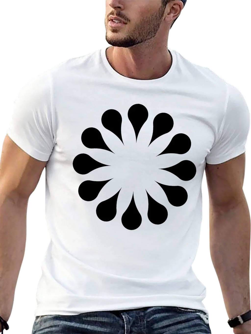 Abstract Floral Pattern Black T-Shirt product image 4