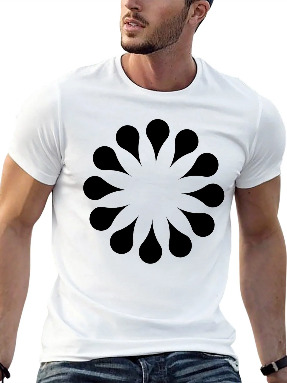 Abstract Floral Pattern Black T-Shirt product image 4