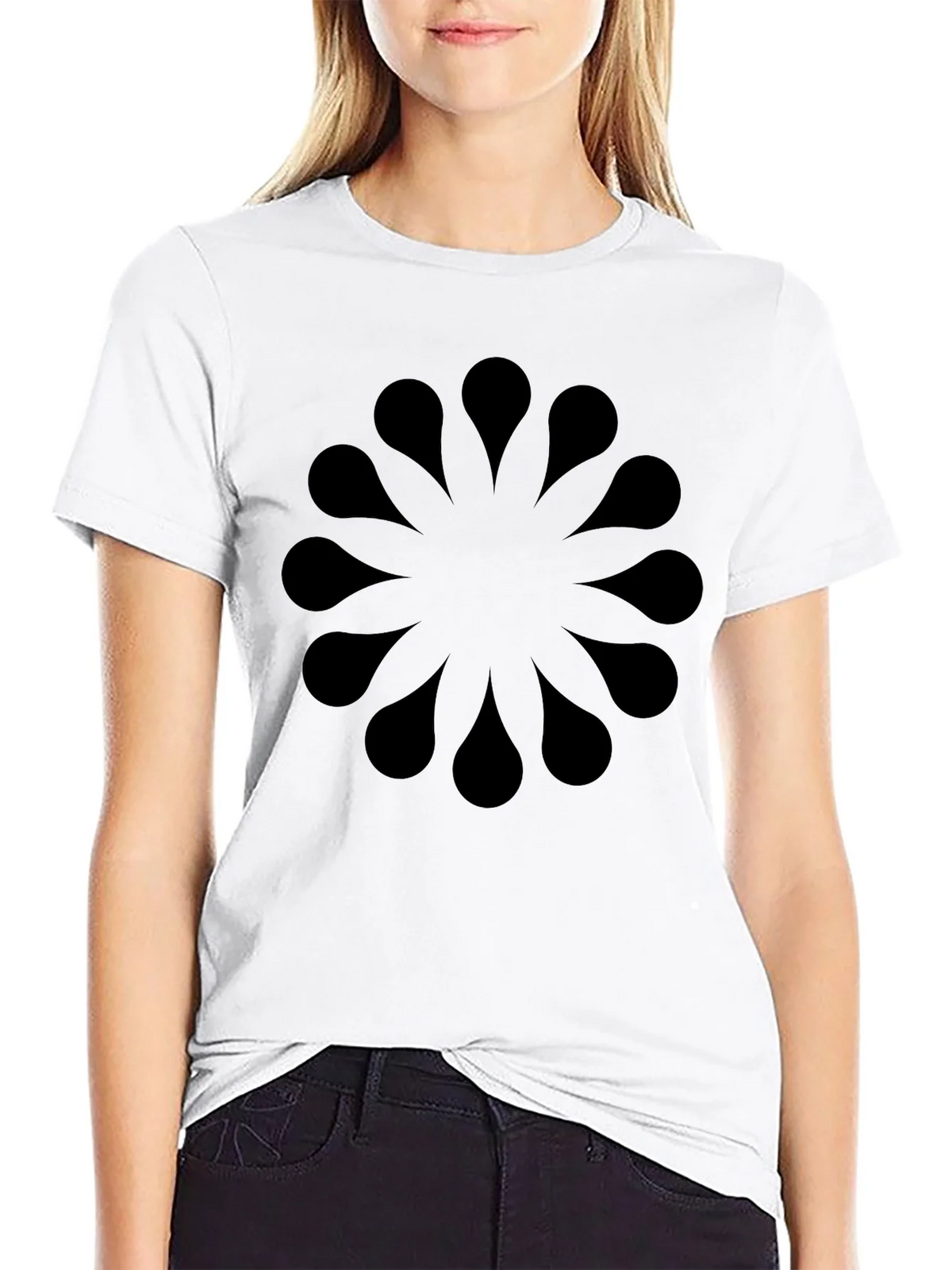 Abstract Floral Pattern Black T-Shirt product image 11