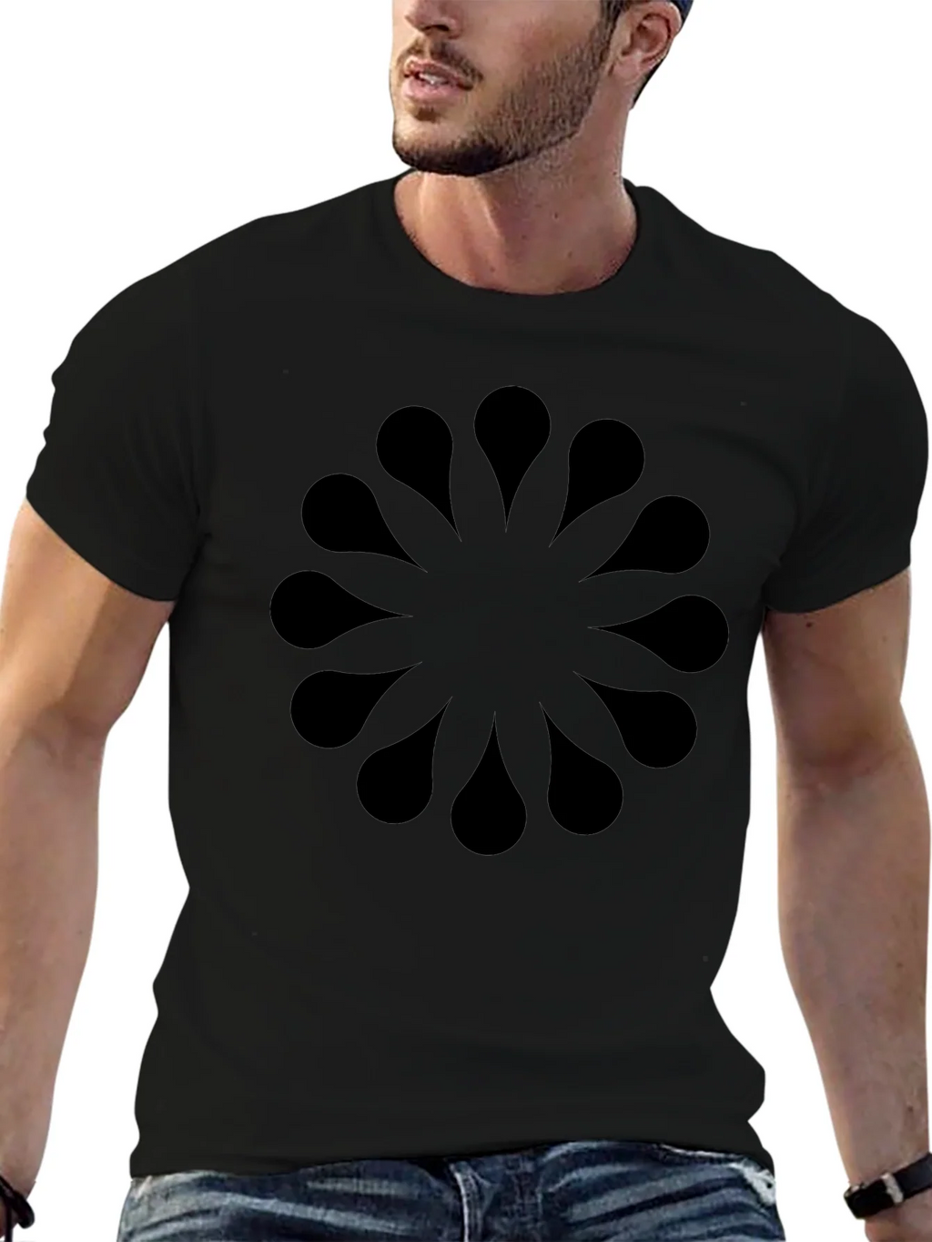 Abstract Floral Pattern Black T-Shirt product image 9