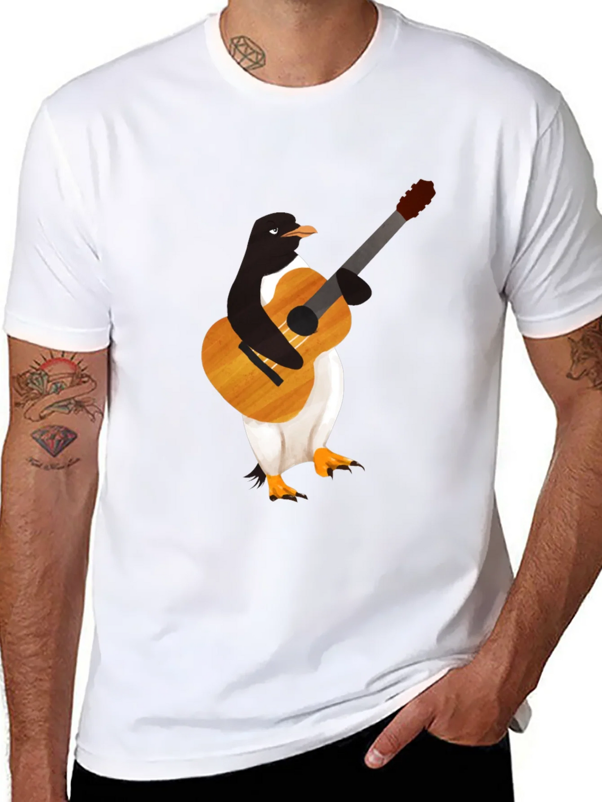 Penguin Guitar Player T-Shirt - Cool Graphic Tee product image 10