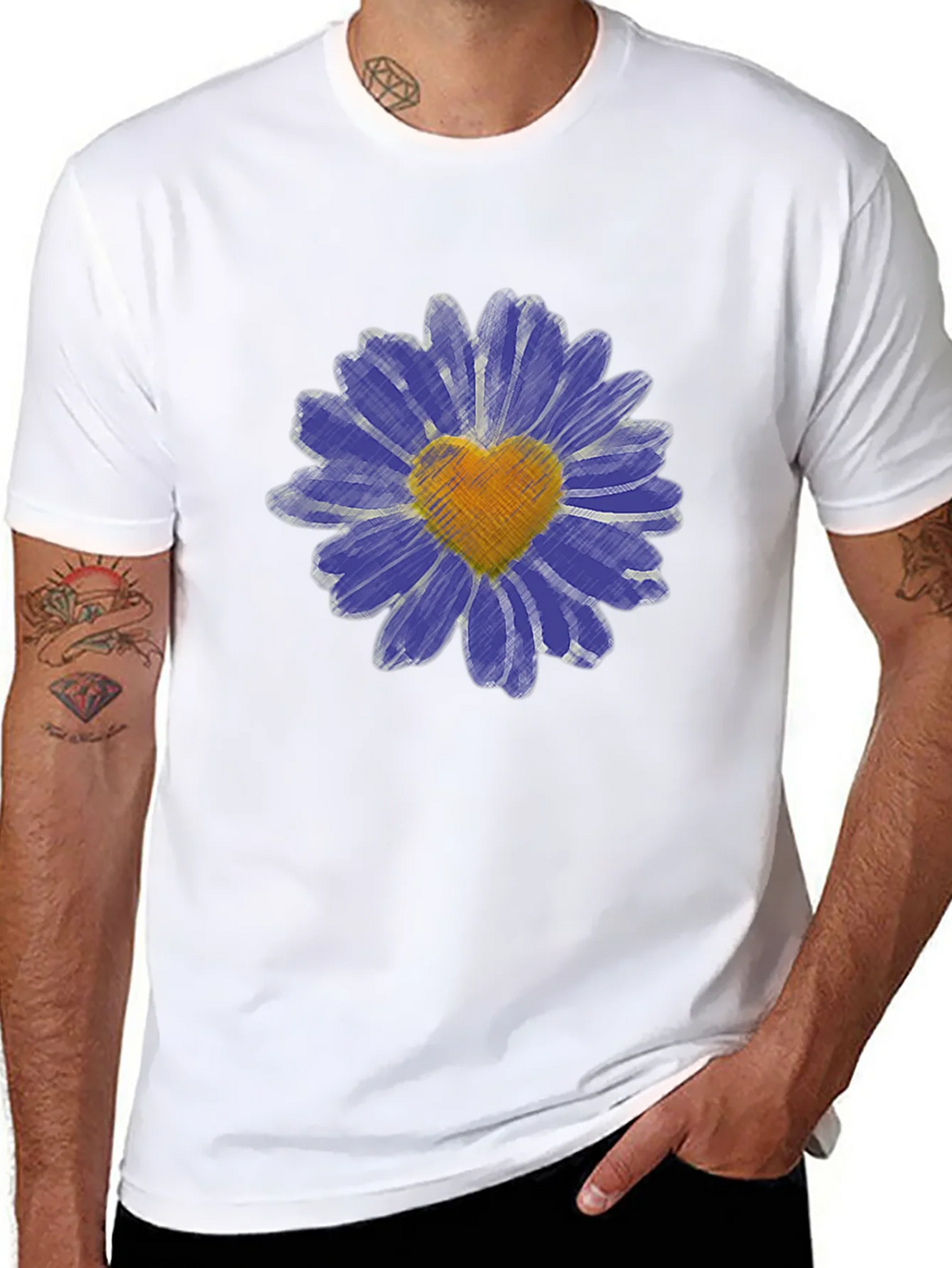 Heart Daisy Graphic T-Shirt - Mens Black Tee product image 10
