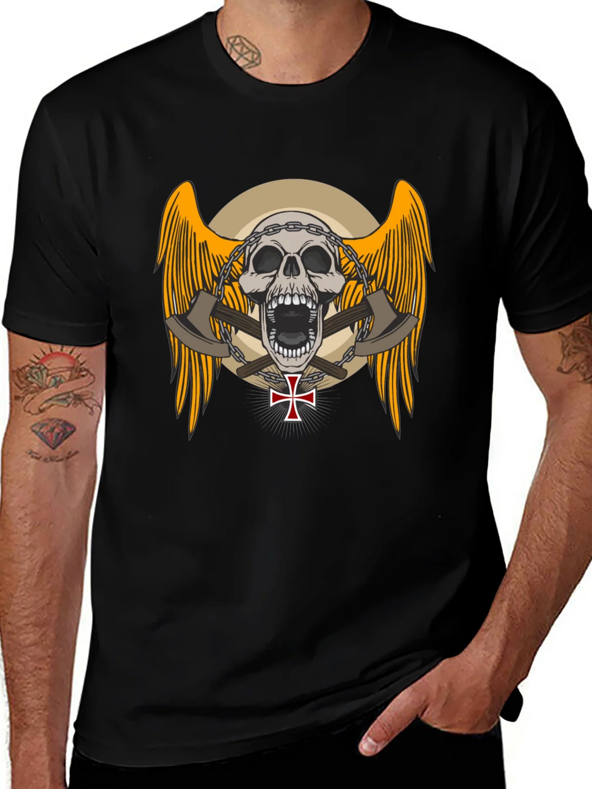 Skull & Axe Graphic Tee - Edgy Design product image 1