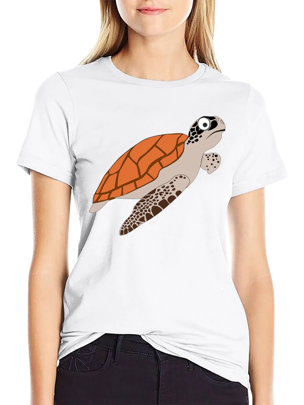 Cartoon Turtle Graphic Tee - Black Cotton T-Shirt product image 11