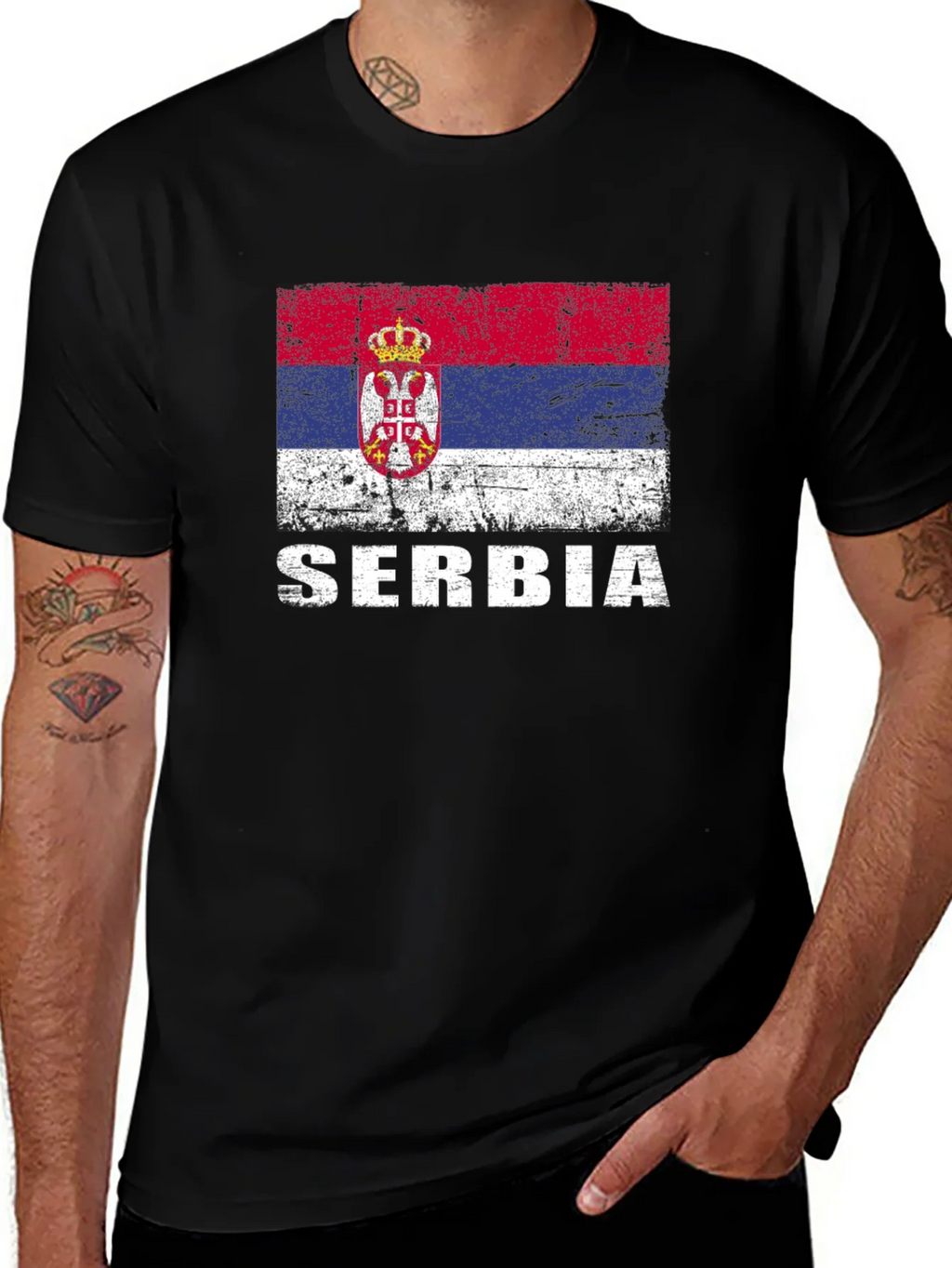 Serbia Flag T-Shirt - Distressed Style product image 1