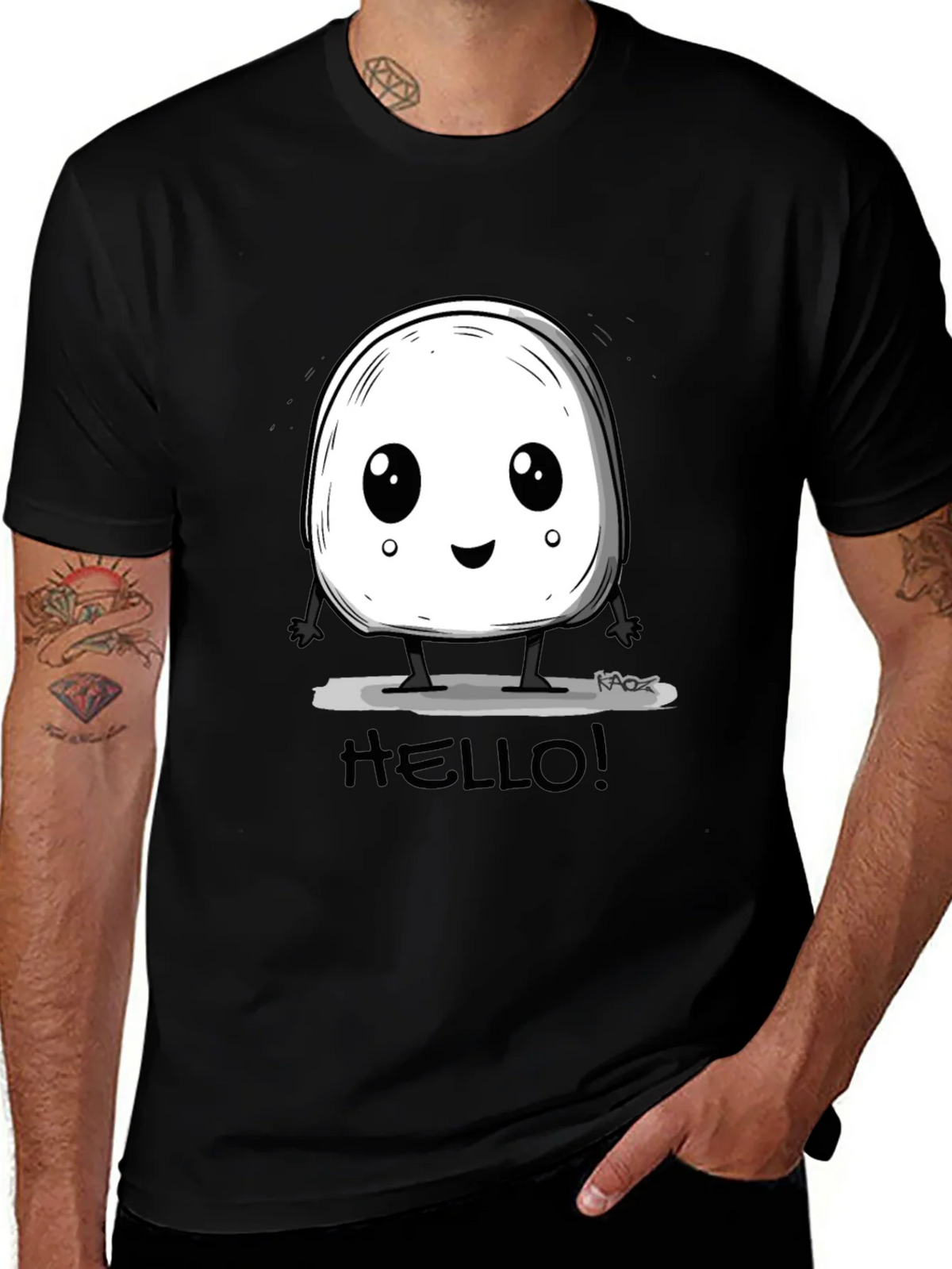 Cute Hello Character Black Graphic Tee product image 1