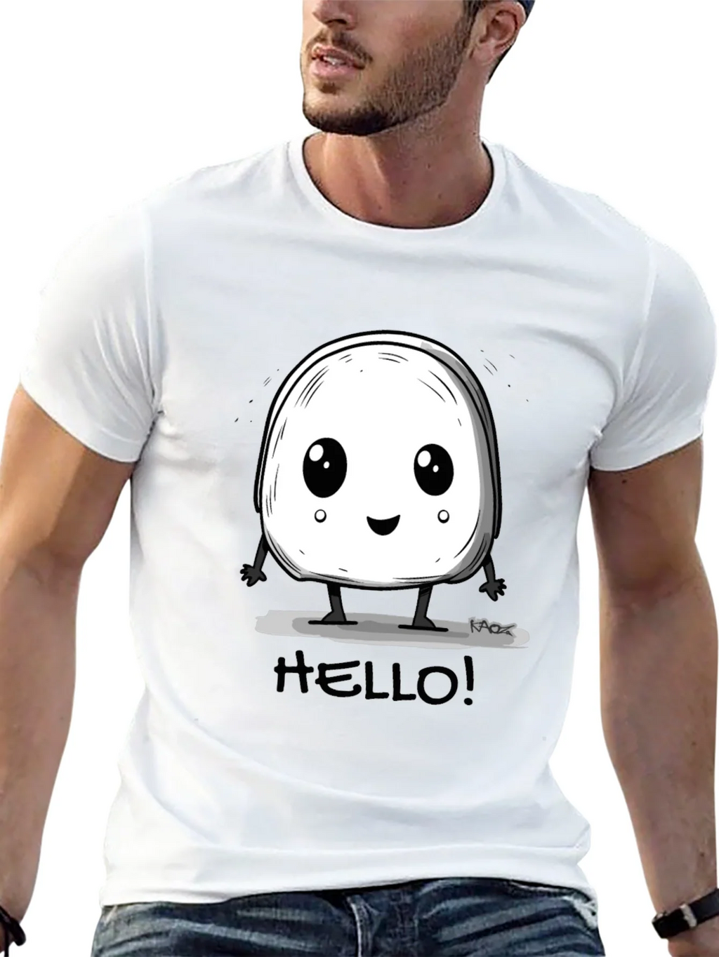 Cute Hello Character Black Graphic Tee product image 4