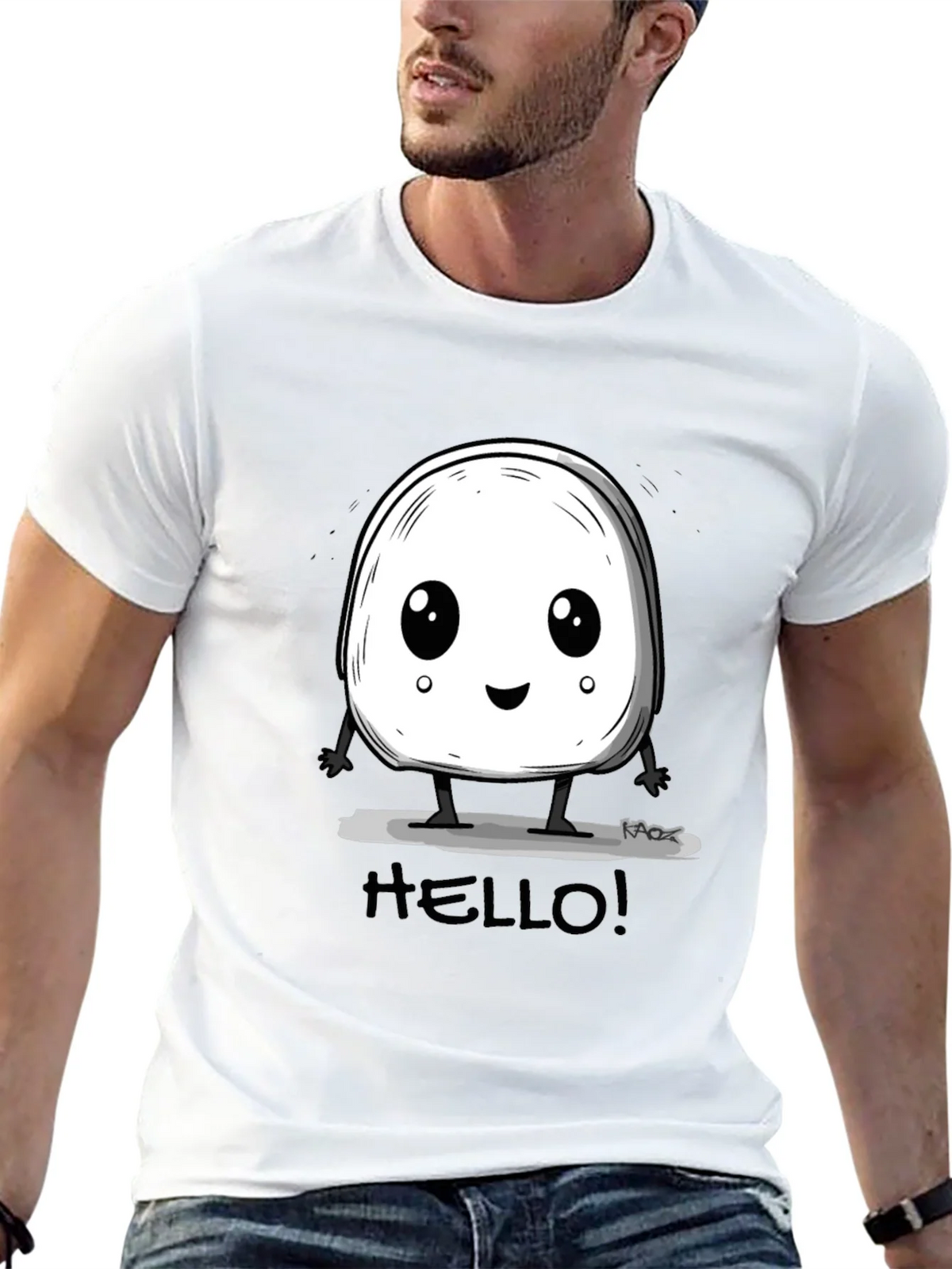 Cute Hello Character Black Graphic Tee product image 4