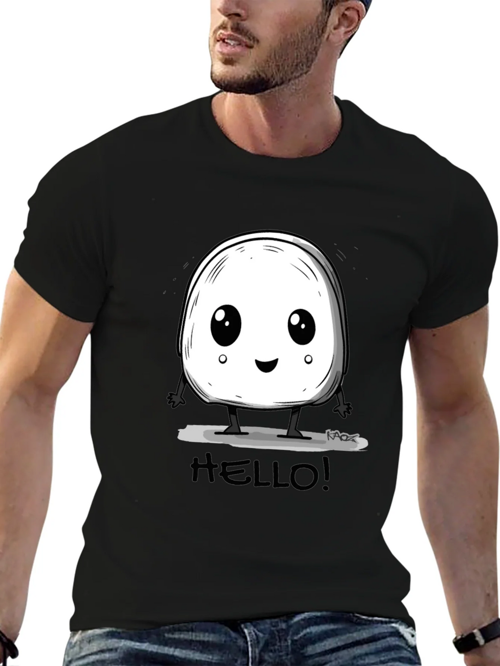 Cute Hello Character Black Graphic Tee product image 9