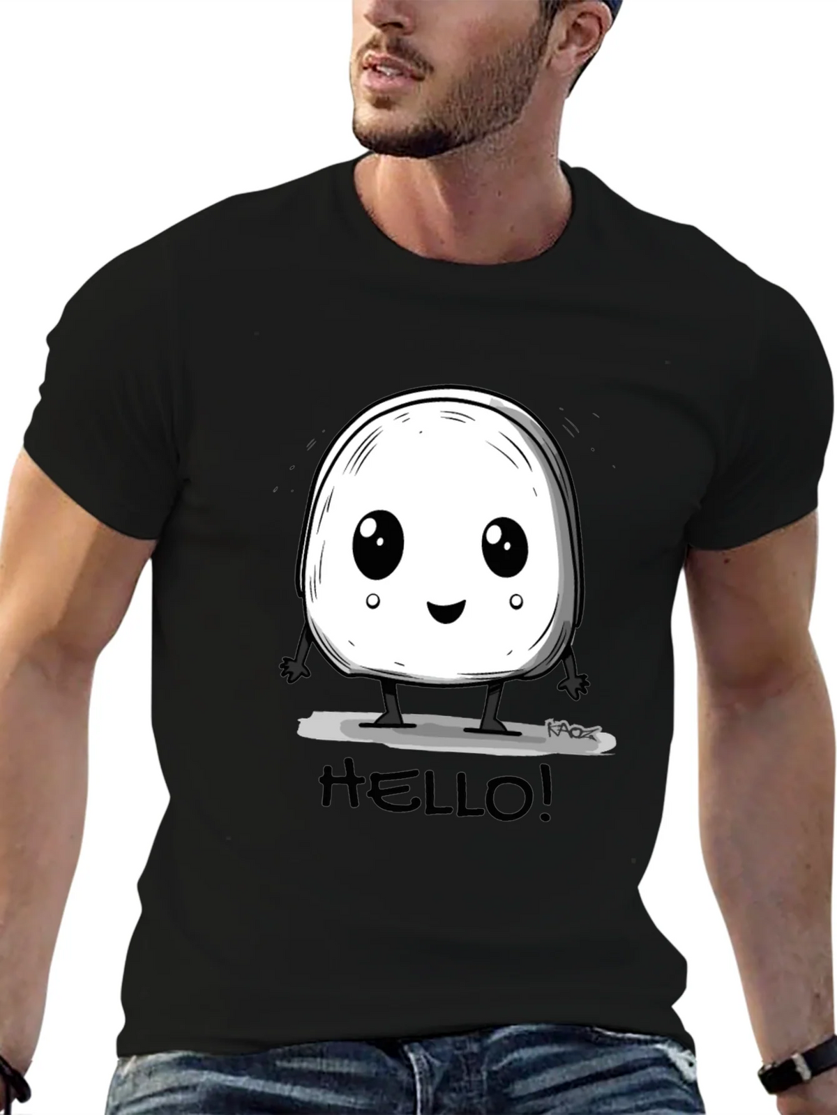 Cute Hello Character Black Graphic Tee product image 9