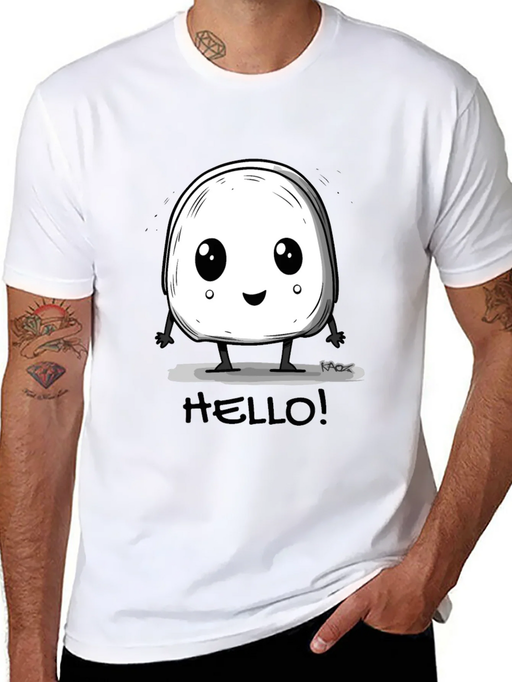 Cute Hello Character Black Graphic Tee product image 10