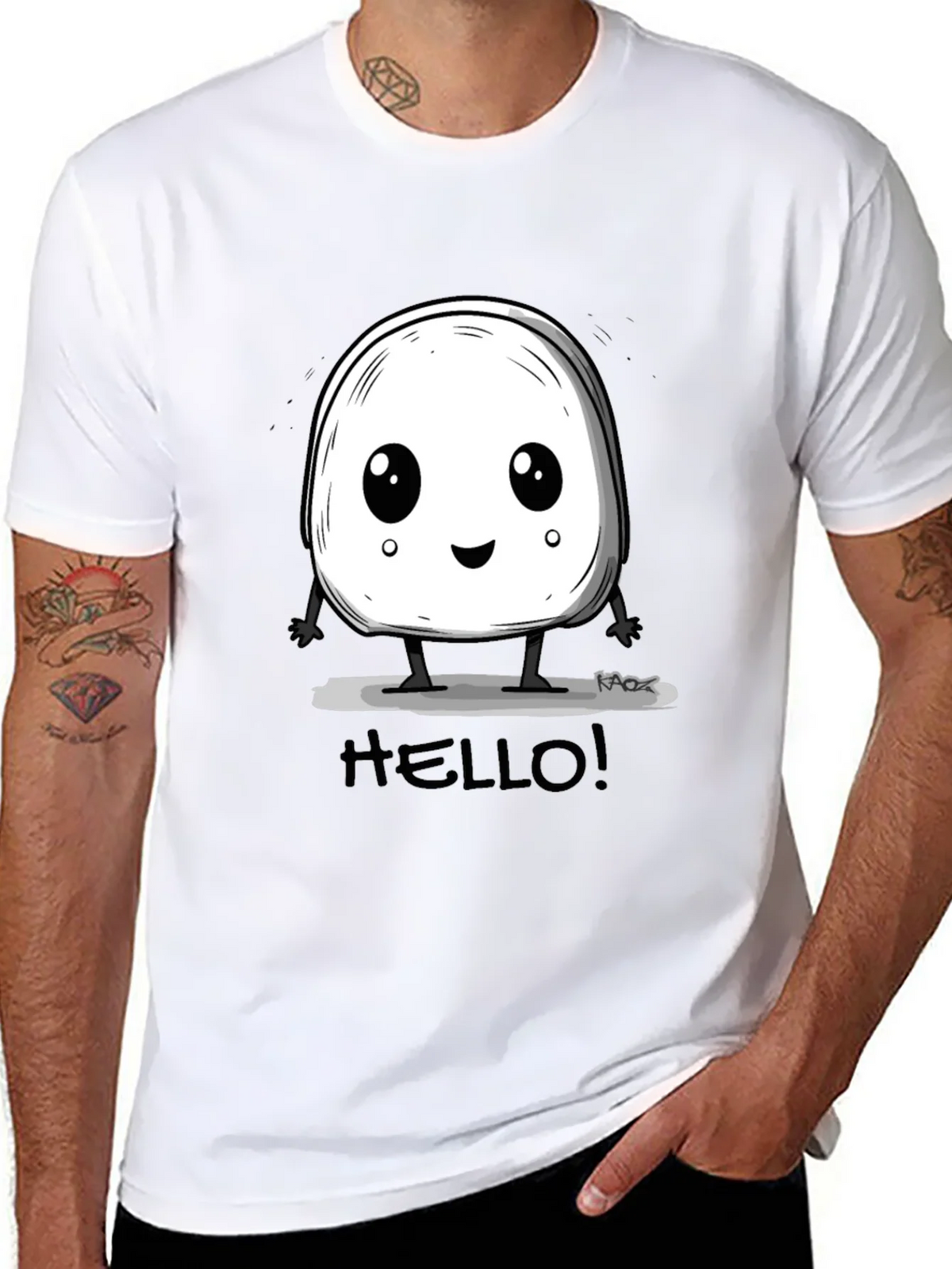 Cute Hello Character Black Graphic Tee product image 10