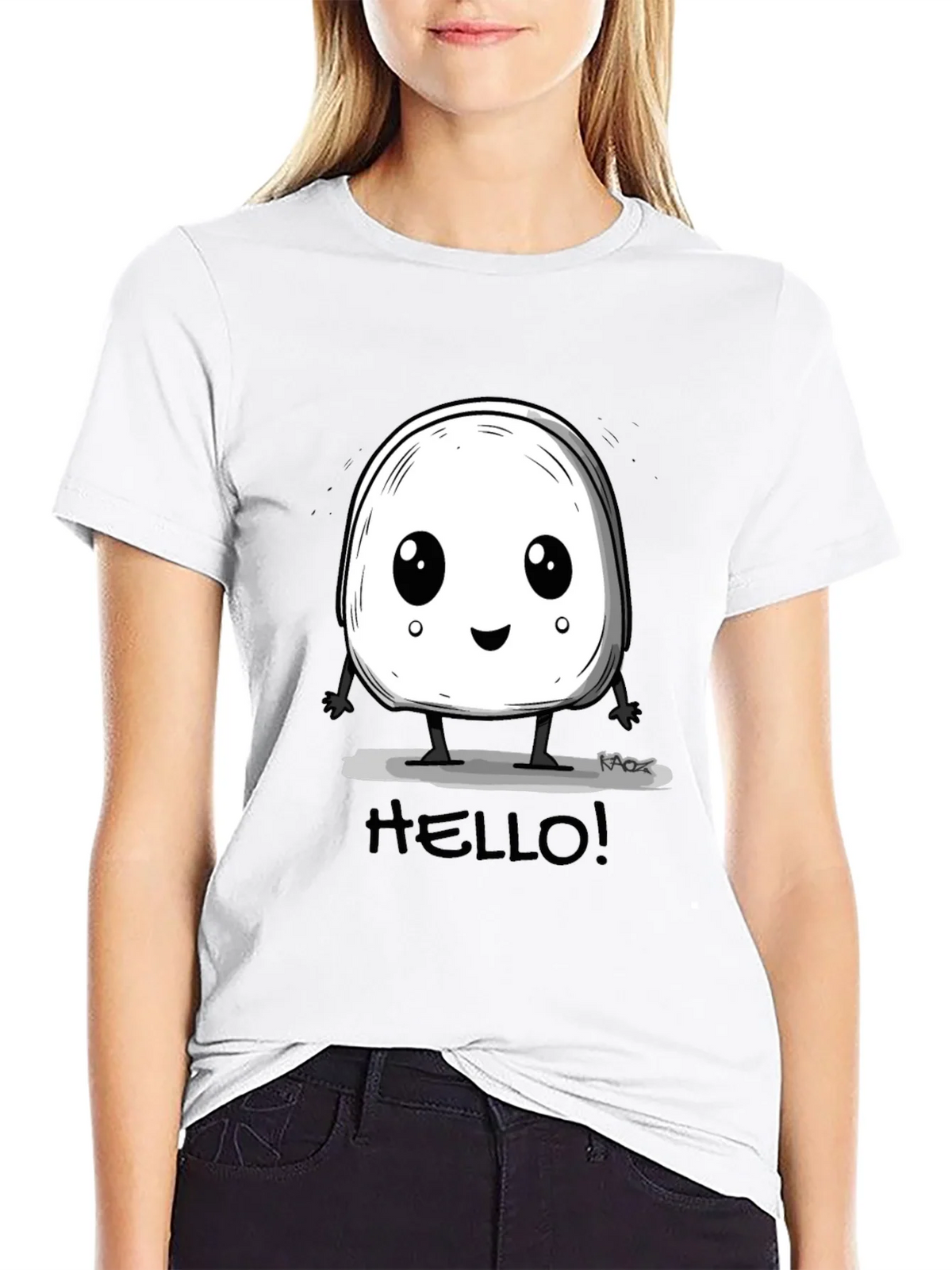 Cute Hello Character Black Graphic Tee product image 11