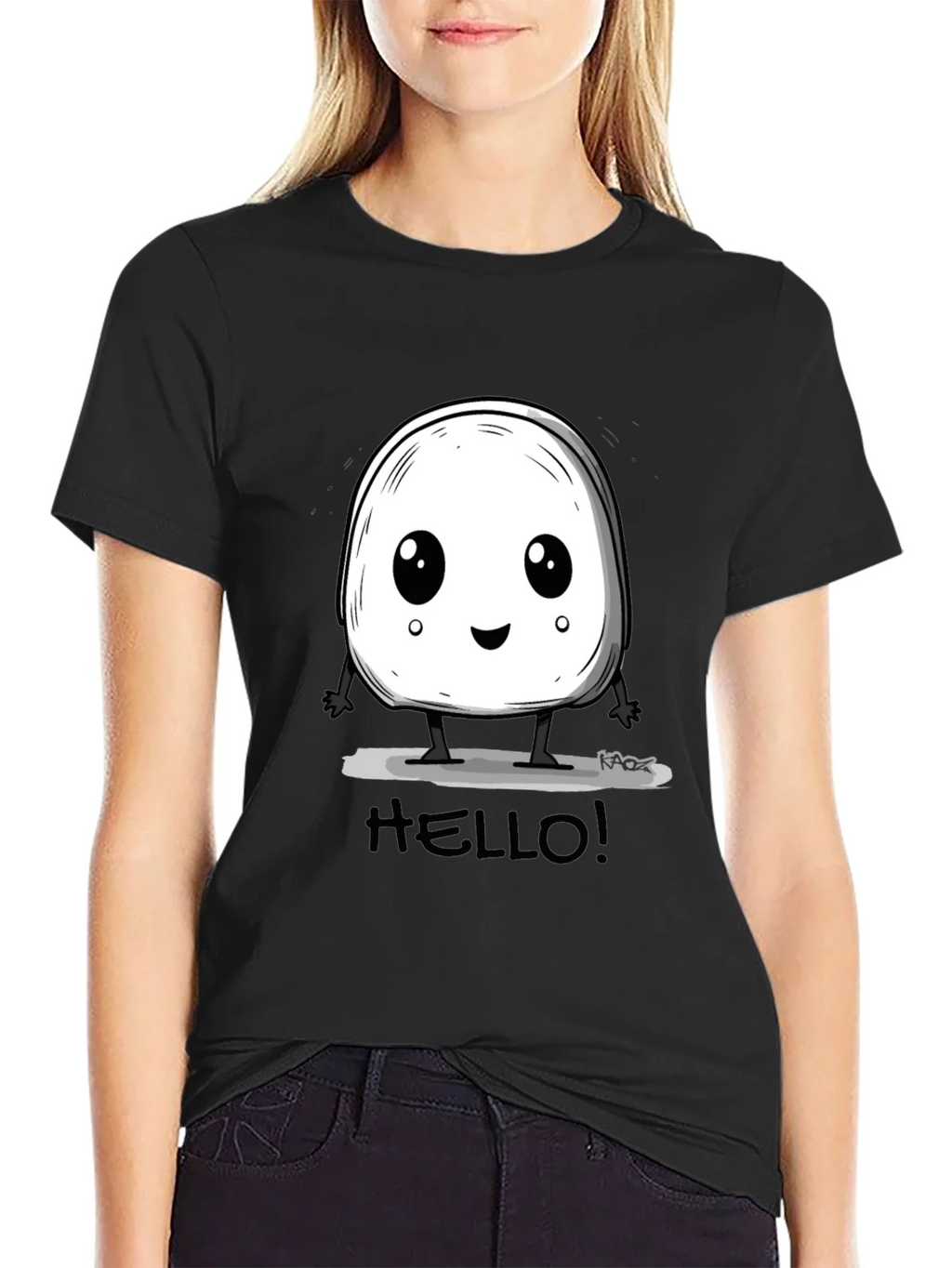 Cute Hello Character Black Graphic Tee product image 5