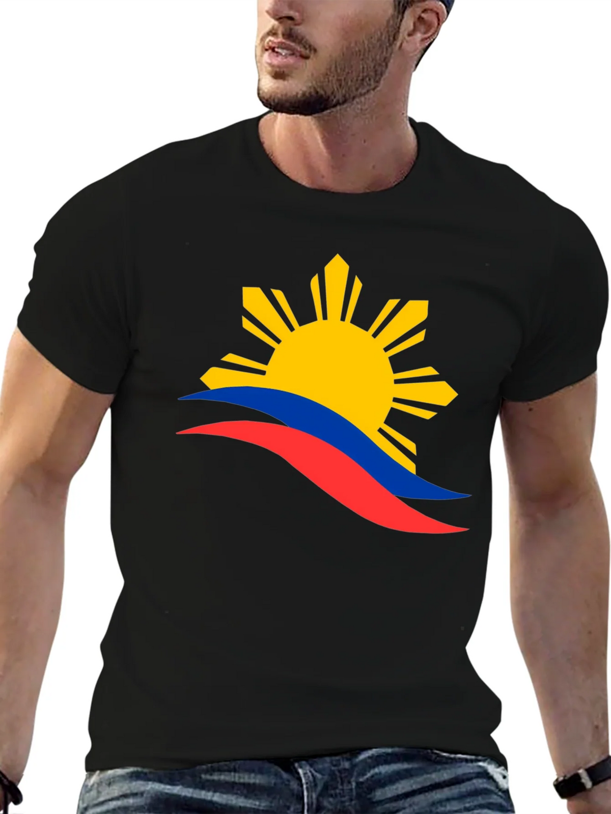 Philippines Flag Graphic T-Shirt - Black product image 9