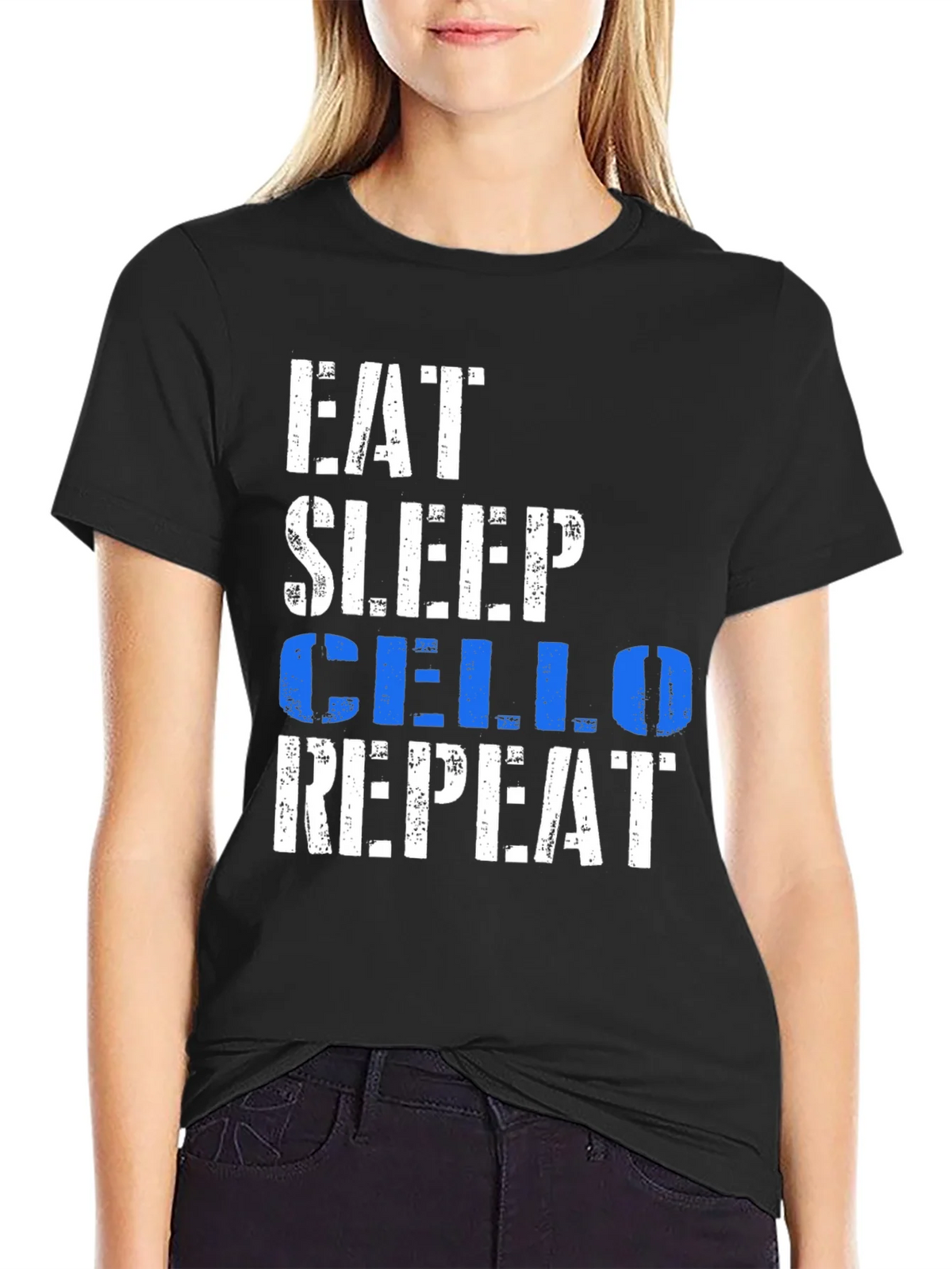 Eat Sleep Cello Repeat Black Graphic Tee product image 5