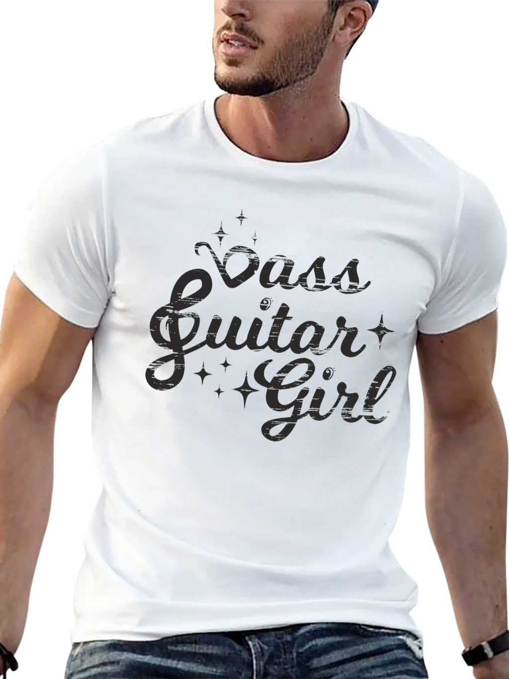 Bass Guitar Girl Black T-Shirt product image 4