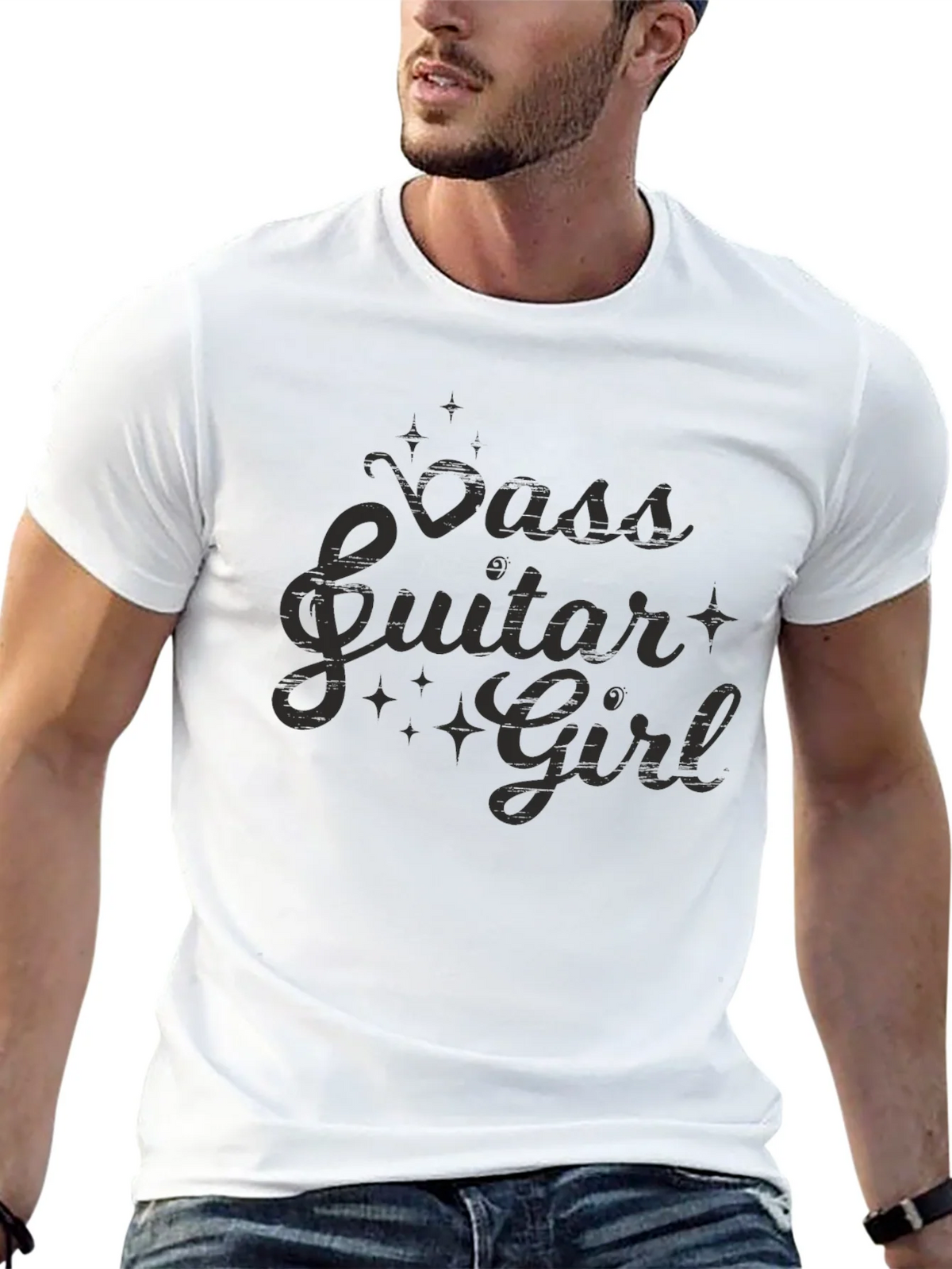 Bass Guitar Girl Black T-Shirt product image 4