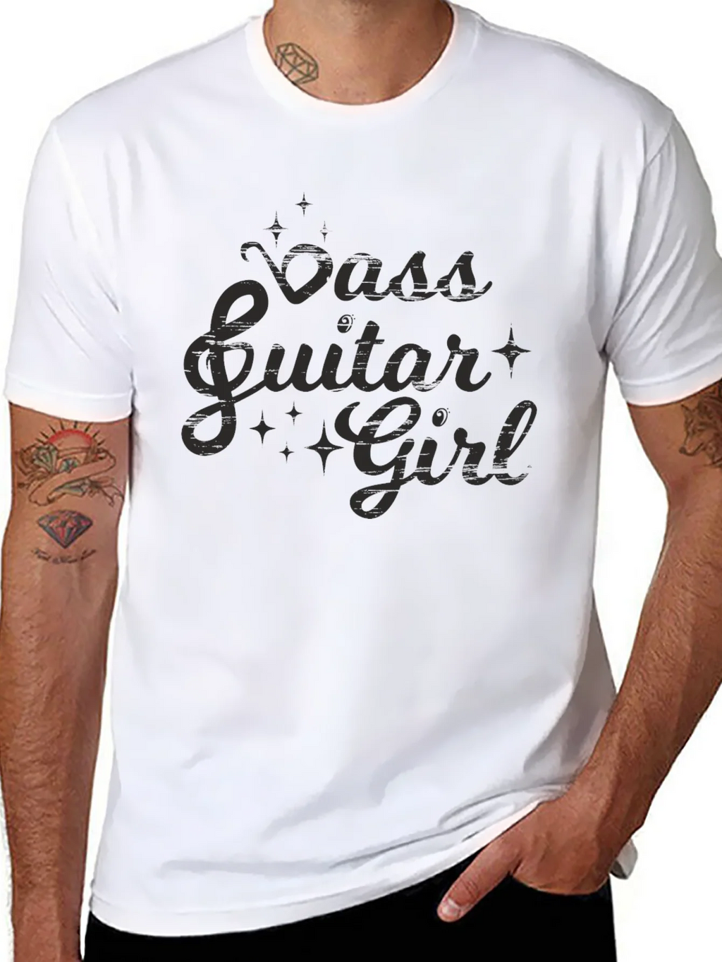 Bass Guitar Girl Black T-Shirt product image 10