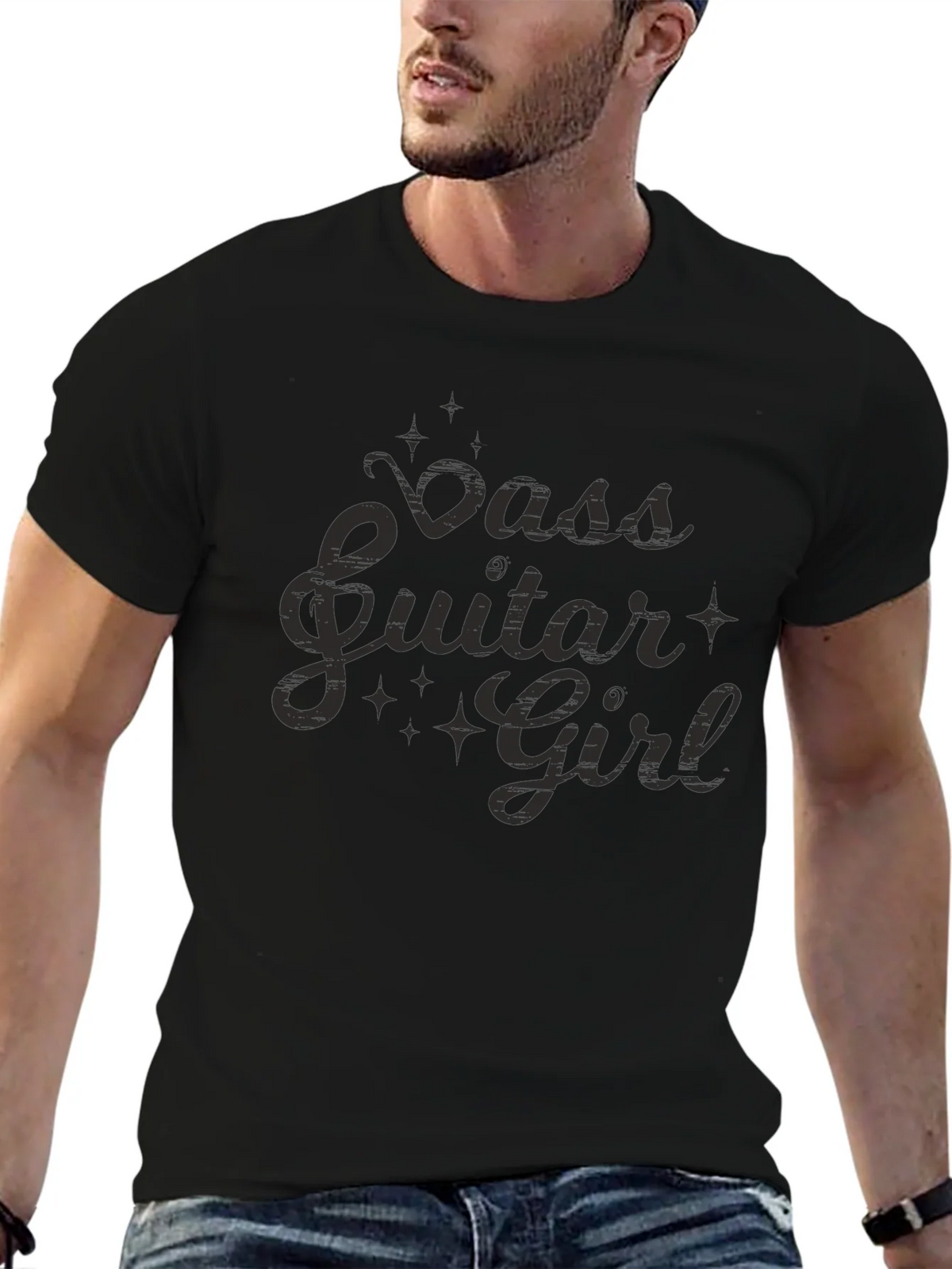 Bass Guitar Girl Black T-Shirt product image 9