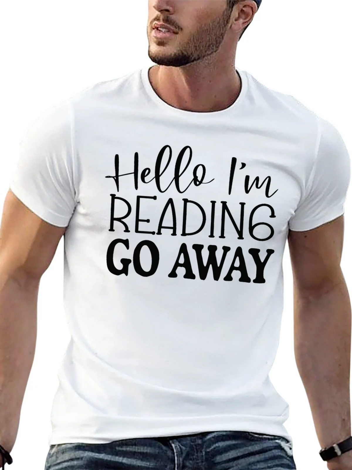 Hello Im Reading Go Away Black T-Shirt product image 4