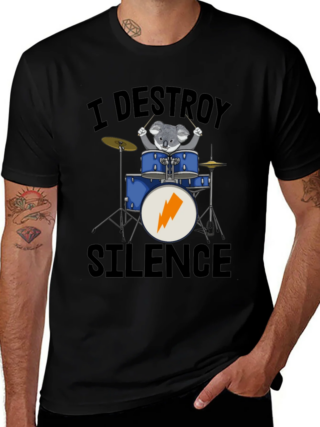 I Destroy Silence Koala Drummer T-Shirt product image 1
