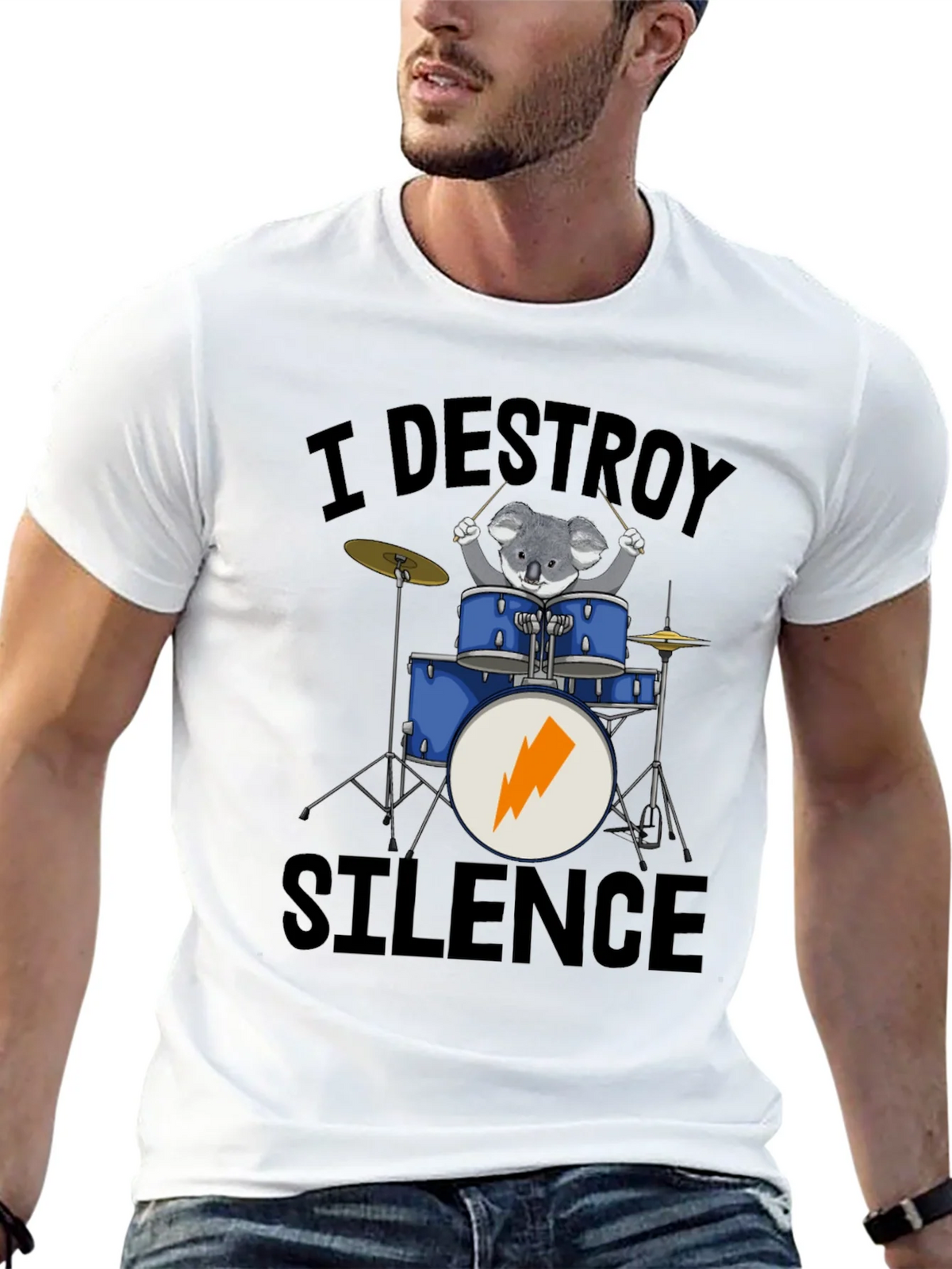 I Destroy Silence Koala Drummer T-Shirt product image 4