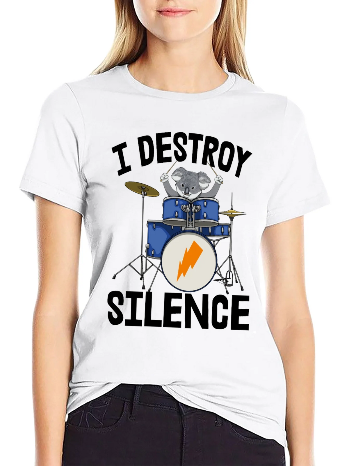 I Destroy Silence Koala Drummer T-Shirt product image 11