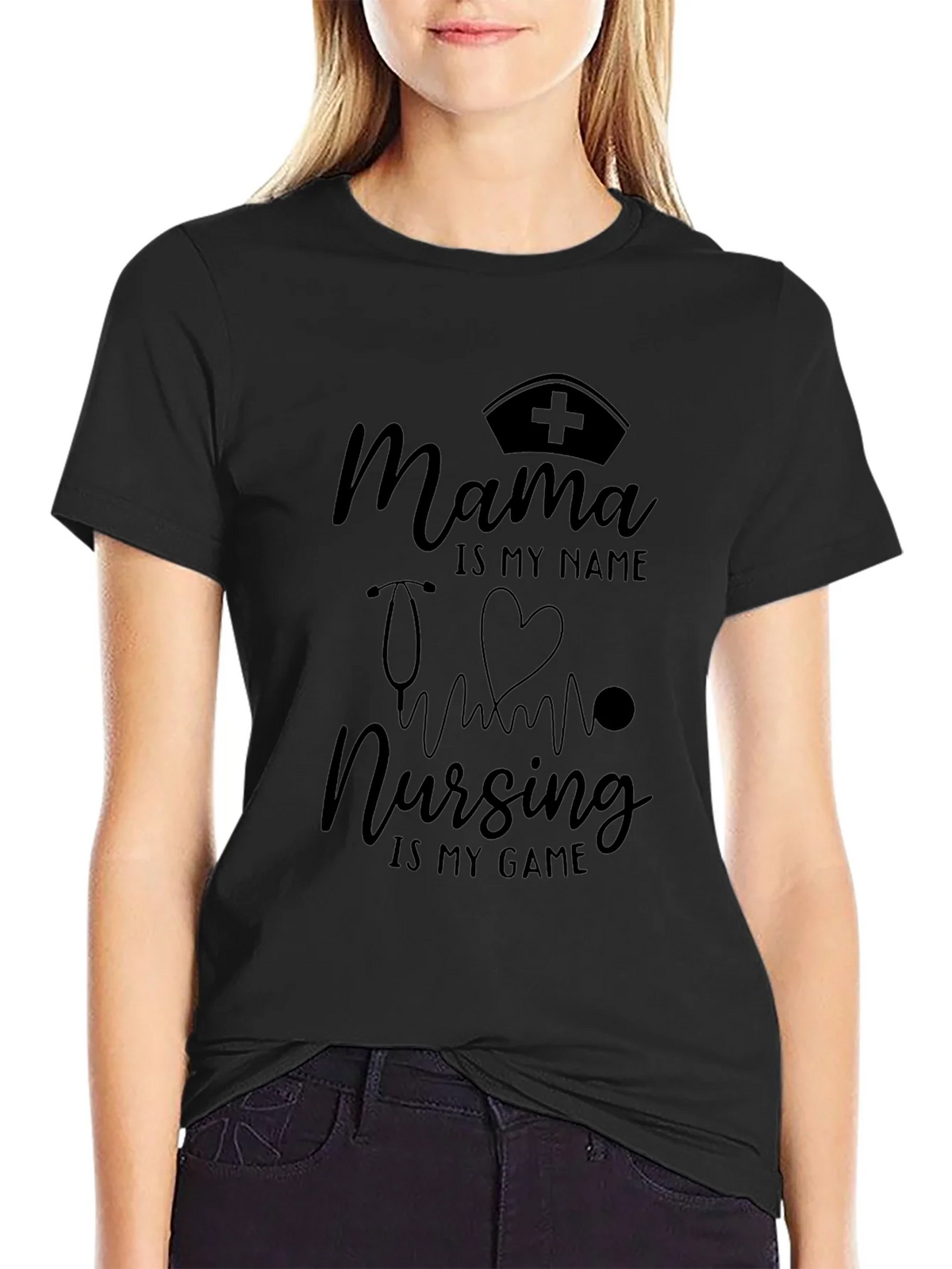 Mama Nursing is My Game Black T-Shirt product image 5