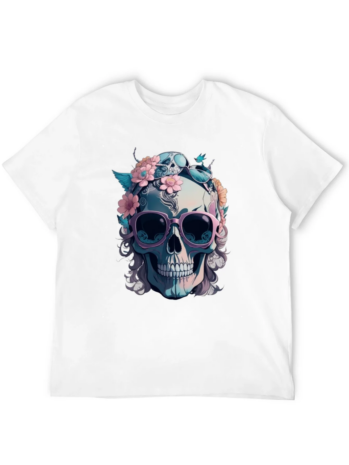Skull & Flowers Graphic Tee - Mens Black Cotton T-Shirt product image 3