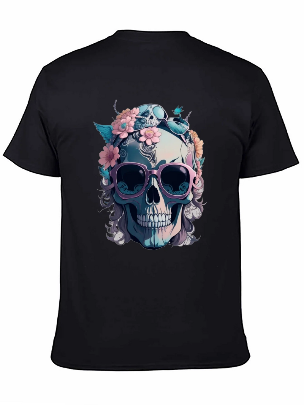 Skull & Flowers Graphic Tee - Mens Black Cotton T-Shirt product image 7