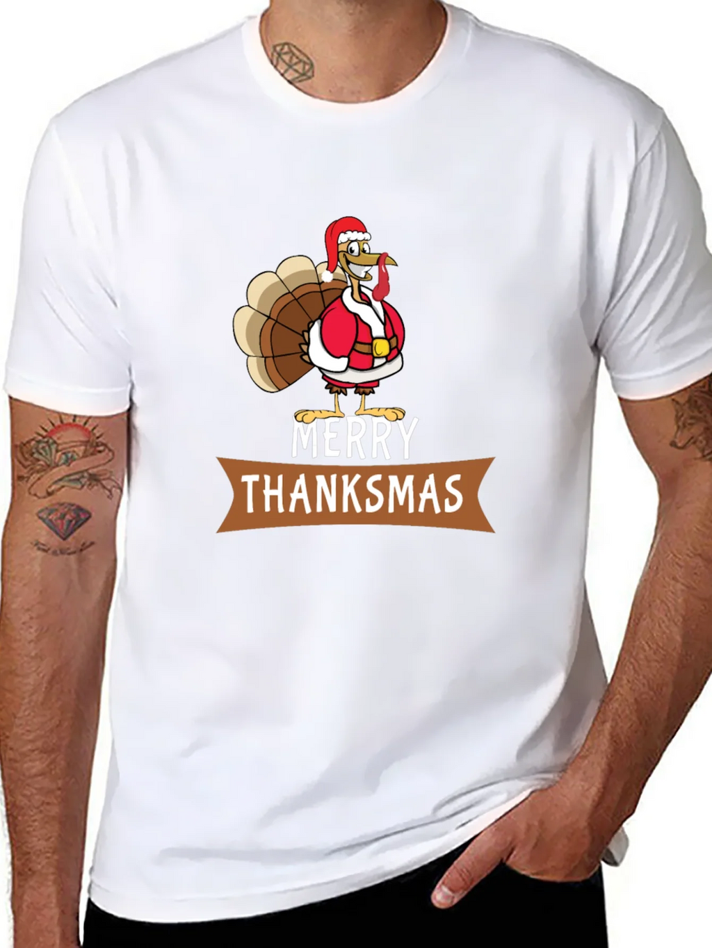Merry Thanksmas T-Shirt: Festive Turkey Design product image 10