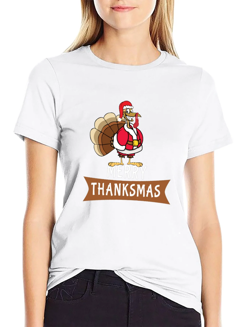 Merry Thanksmas T-Shirt: Festive Turkey Design product image 11